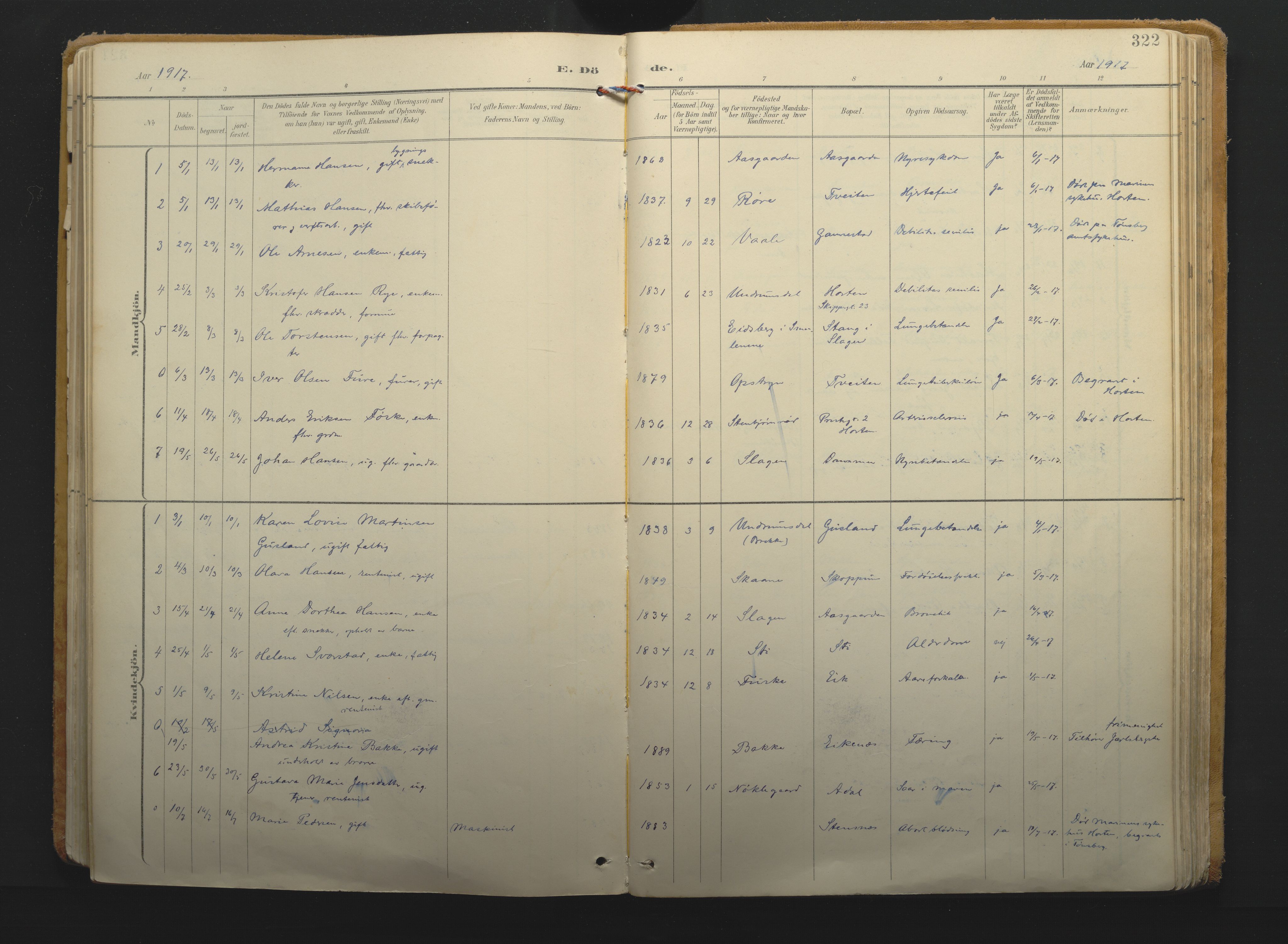 Borre kirkebøker, AV/SAKO-A-338/F/Fa/L0011: Parish register (official) no. I 11, 1897-1921, p. 322