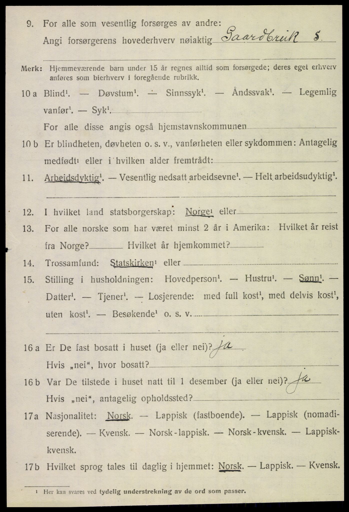 SAT, 1920 census for Lurøy, 1920, p. 5192