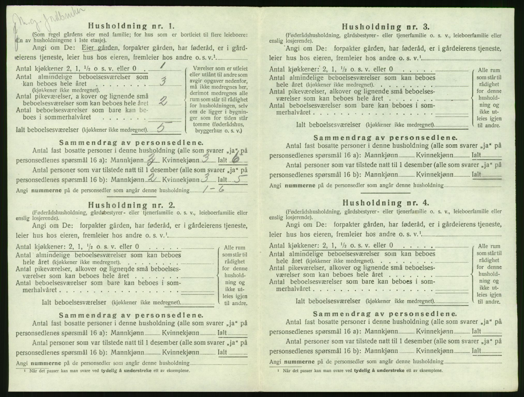 SAT, 1920 census for Grytten, 1920, p. 433