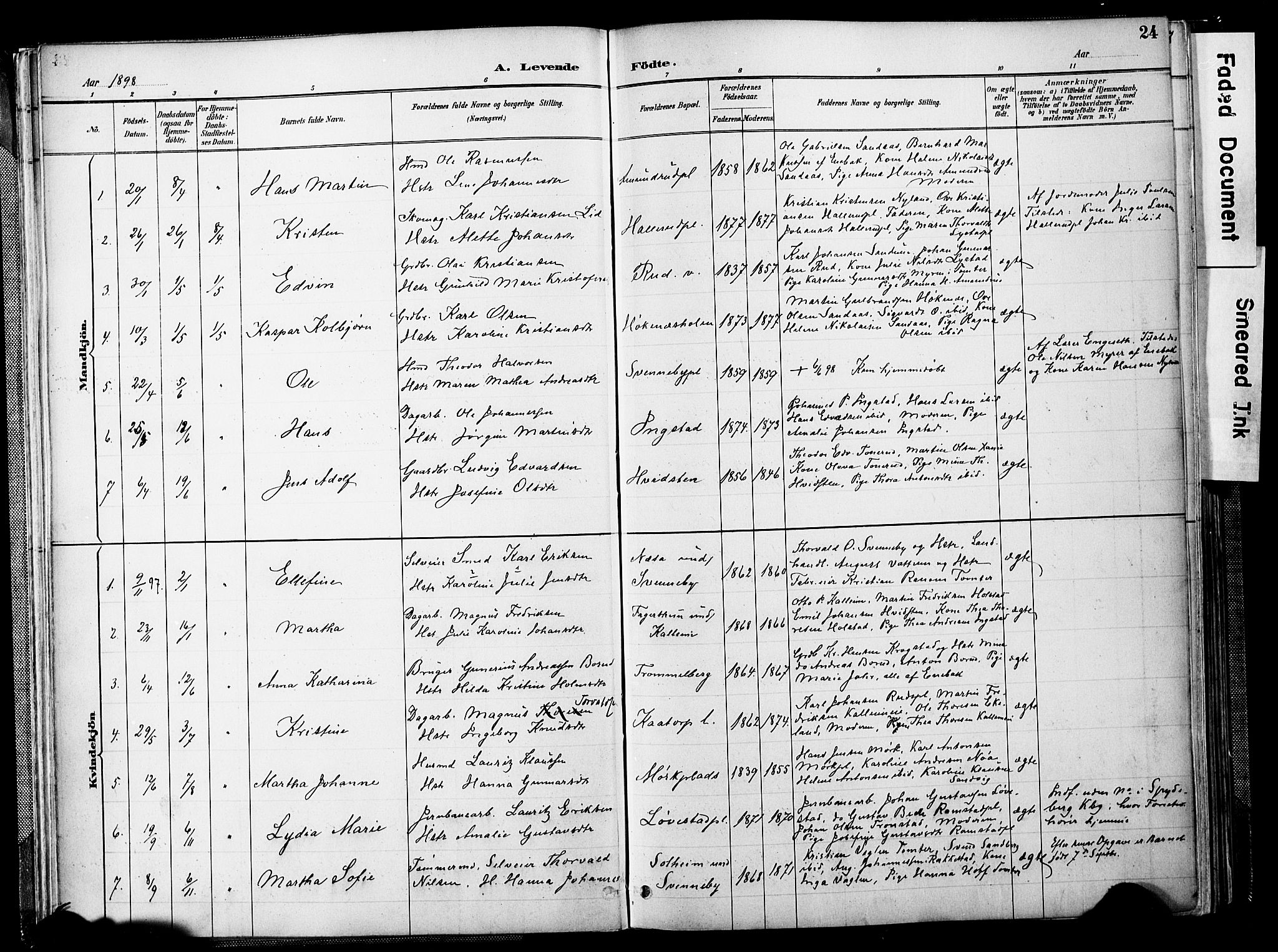 Spydeberg prestekontor Kirkebøker, SAO/A-10924/F/Fb/L0001: Parish register (official) no. II 1, 1886-1907, p. 24