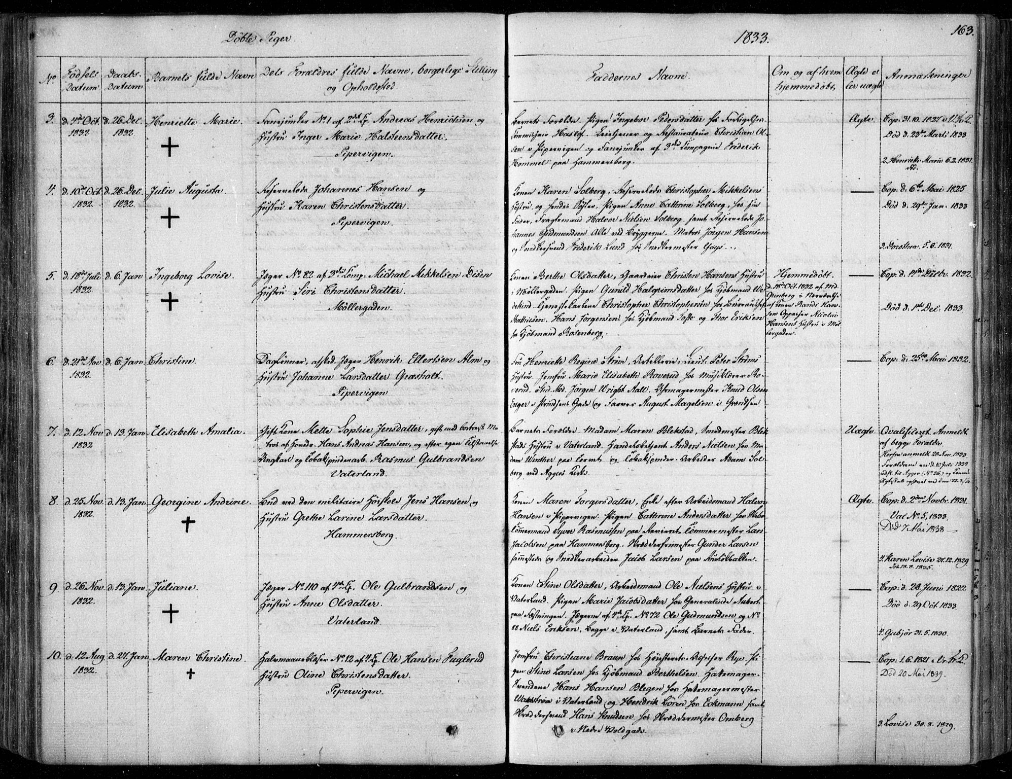 Garnisonsmenigheten Kirkebøker, SAO/A-10846/F/Fa/L0006: Parish register (official) no. 6, 1828-1841, p. 163