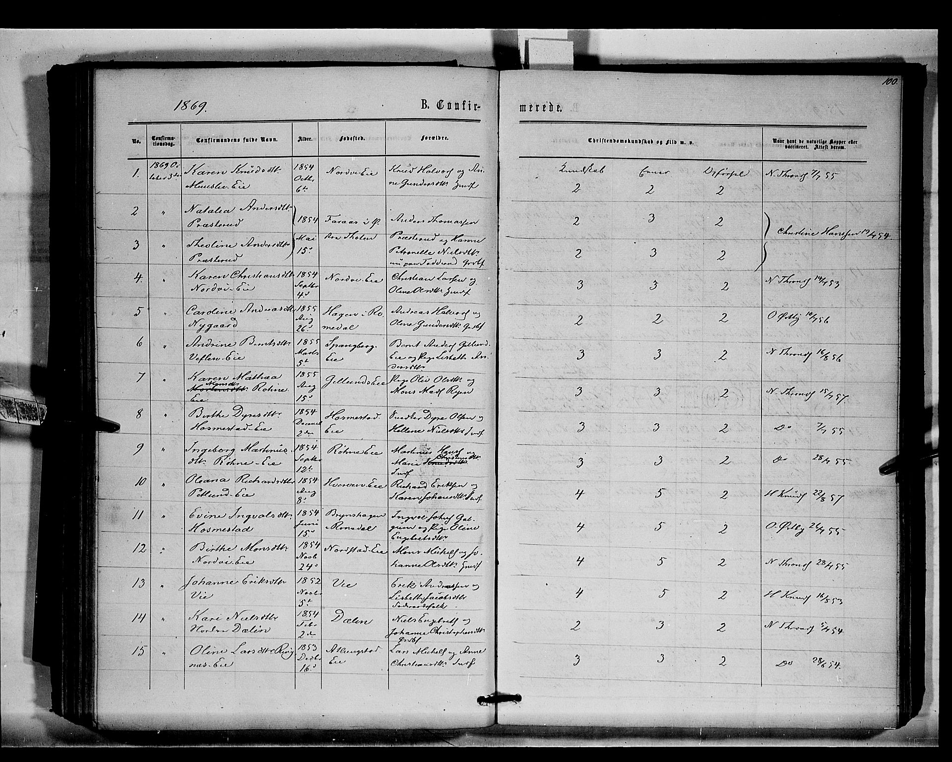 Stange prestekontor, SAH/PREST-002/K/L0015: Parish register (official) no. 15, 1862-1879, p. 100