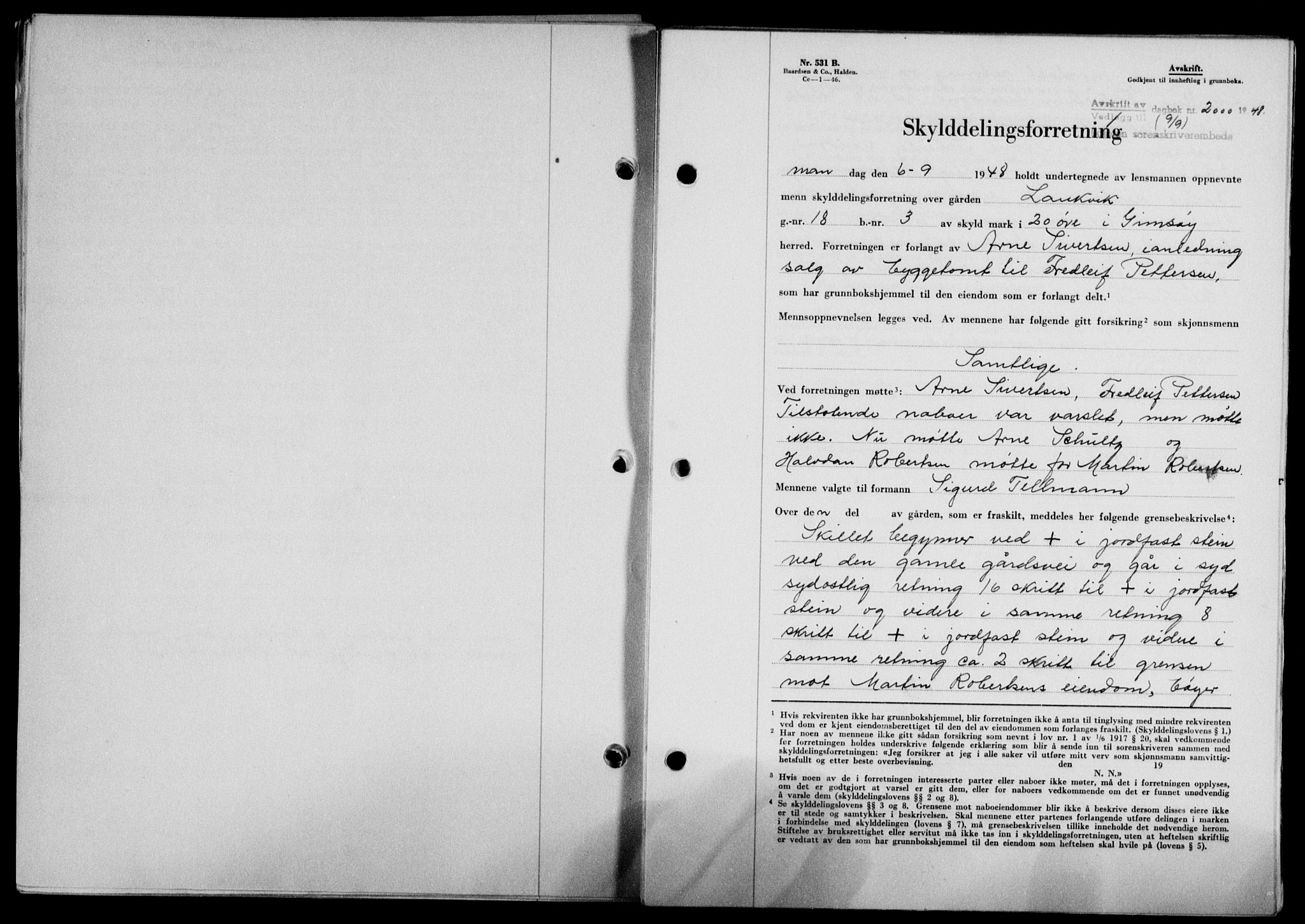 Lofoten sorenskriveri, SAT/A-0017/1/2/2C/L0019a: Mortgage book no. 19a, 1948-1948, Diary no: : 2000/1948