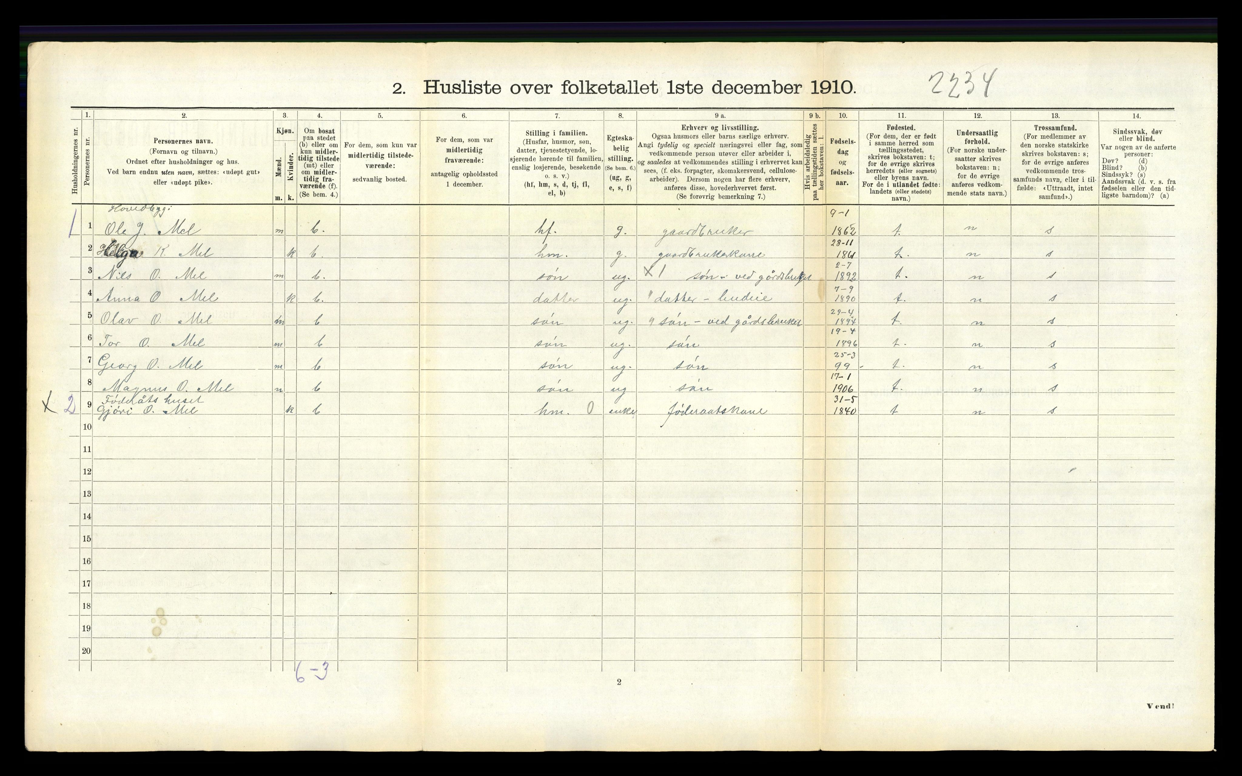 RA, 1910 census for Balestrand, 1910, p. 387