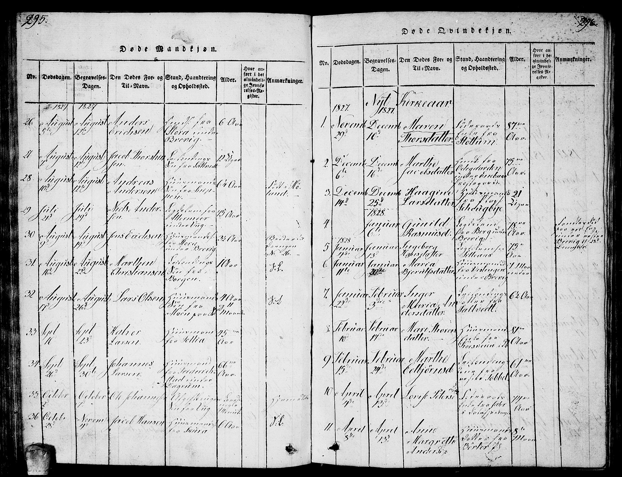 Enebakk prestekontor Kirkebøker, AV/SAO-A-10171c/G/Ga/L0001: Parish register (copy) no. I 1, 1815-1833, p. 295-296