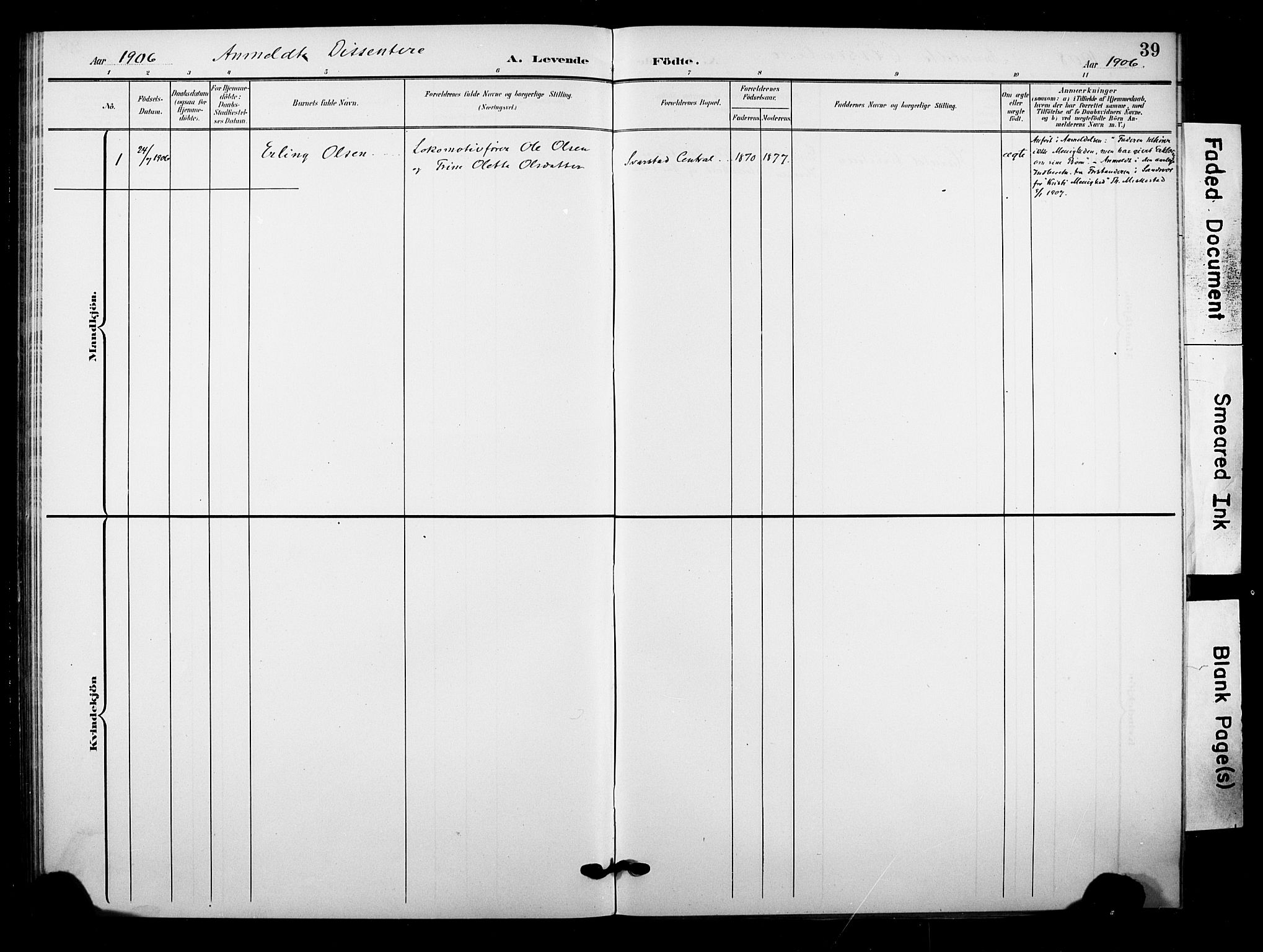 Lardal kirkebøker, AV/SAKO-A-350/F/Fb/L0002: Parish register (official) no. II 2, 1903-1911, p. 39