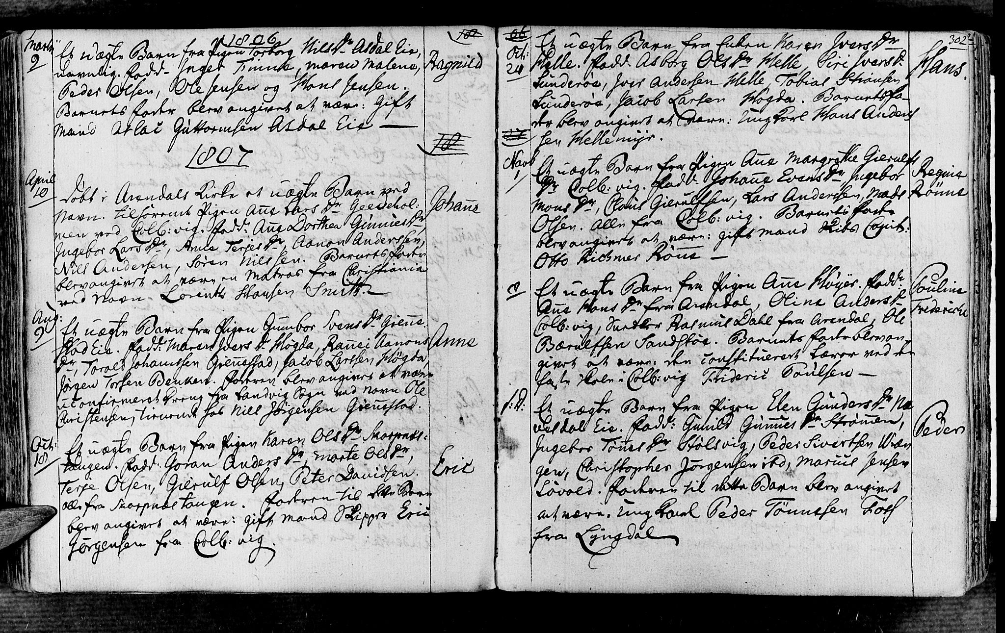 Øyestad sokneprestkontor, SAK/1111-0049/F/Fa/L0011: Parish register (official) no. A 11, 1805-1824, p. 302