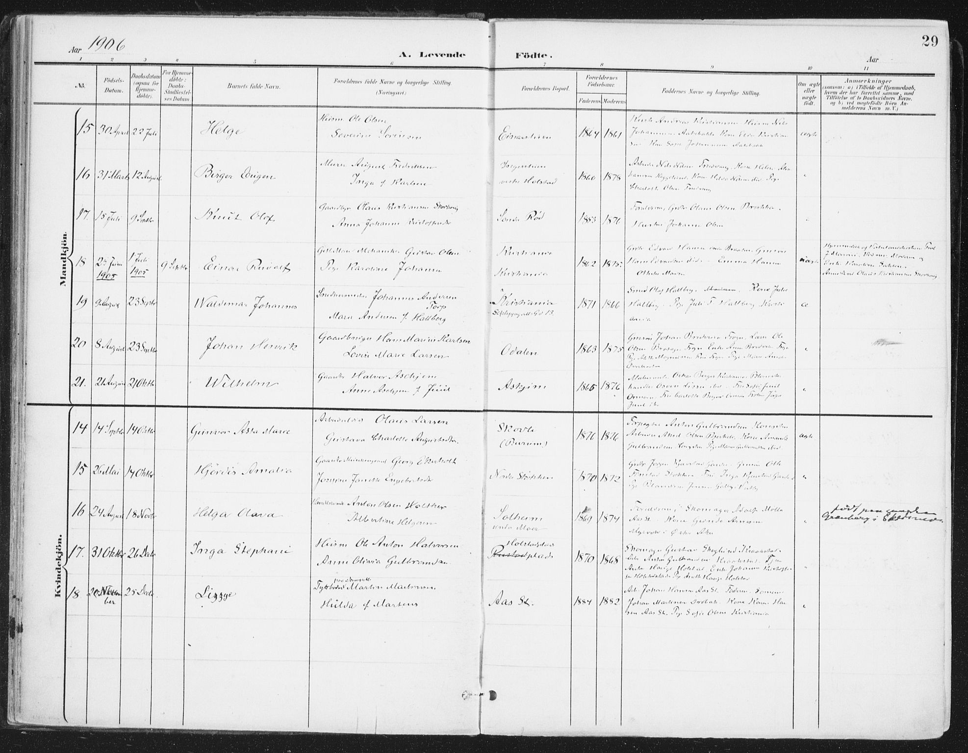 Ås prestekontor Kirkebøker, AV/SAO-A-10894/F/Fa/L0010: Parish register (official) no. I 10, 1900-1918, p. 29