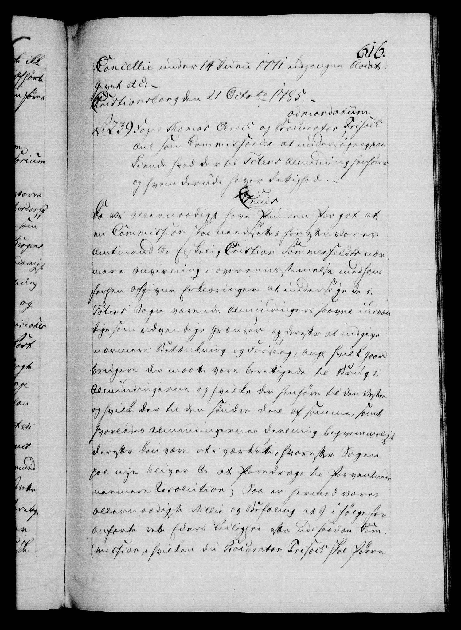 Danske Kanselli 1572-1799, AV/RA-EA-3023/F/Fc/Fca/Fcab/L0043: Norske tegnelser, 1782-1786, p. 616a