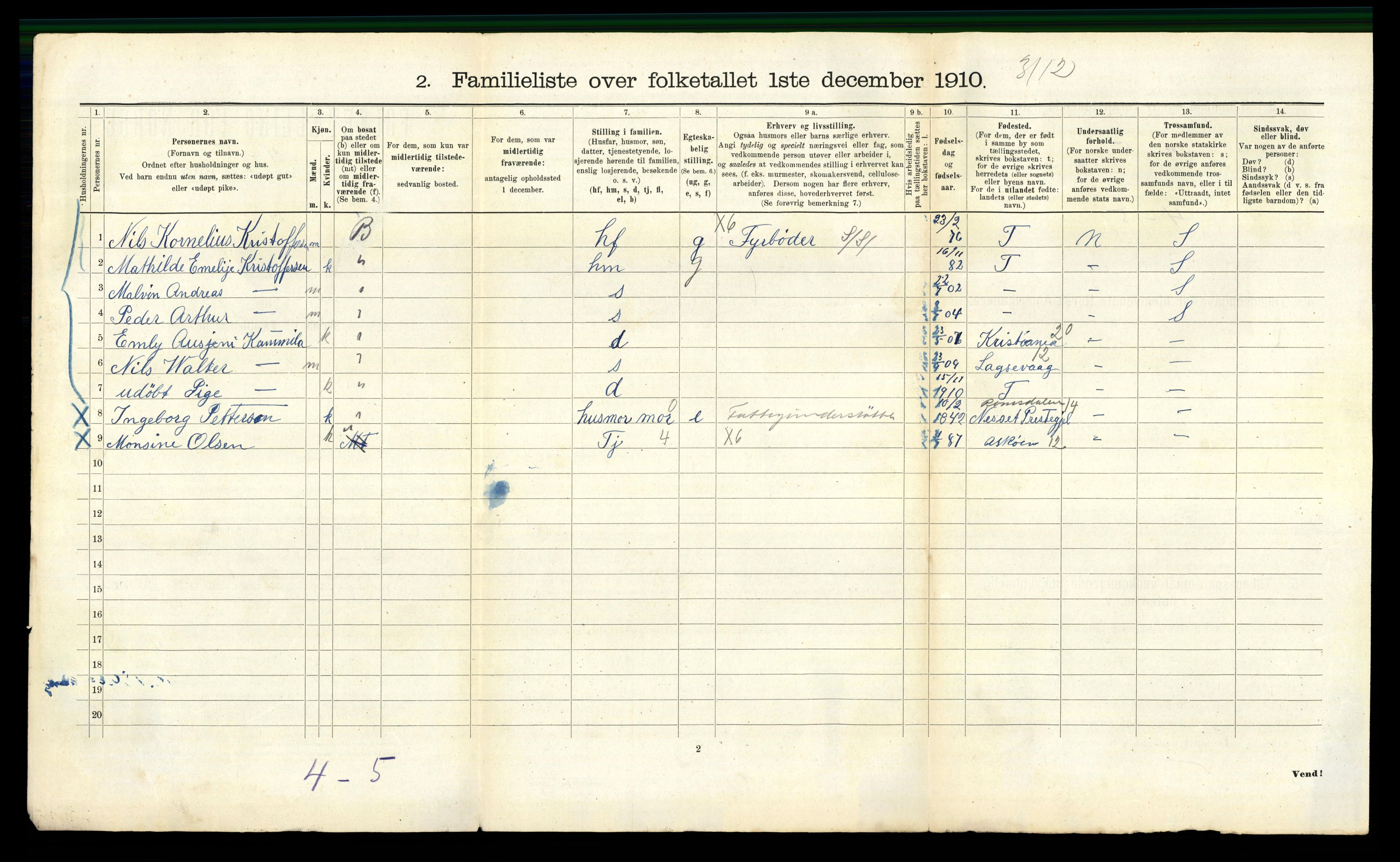 RA, 1910 census for Bergen, 1910, p. 18324