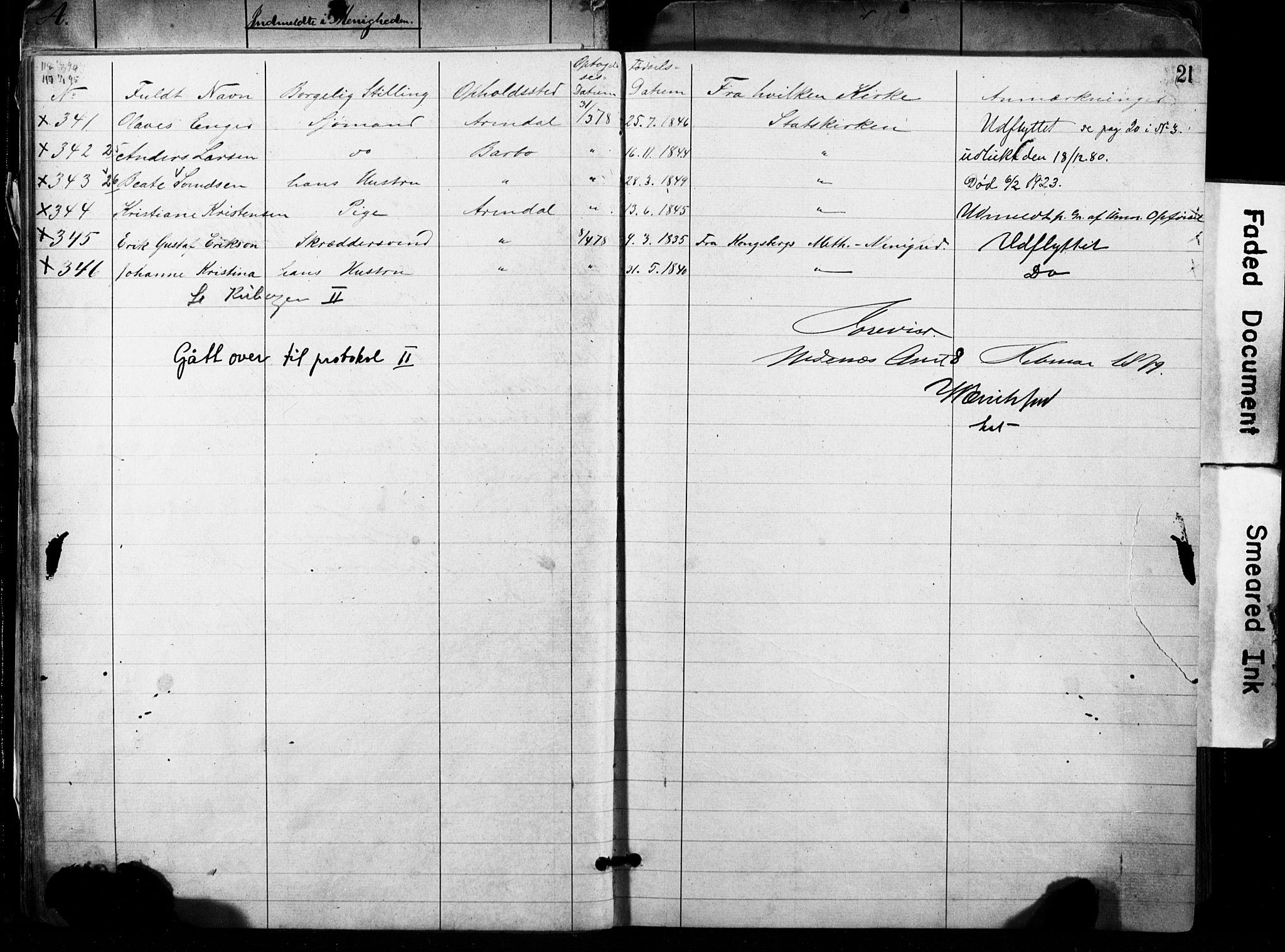 Metodistmenigheten, Arendal, AV/SAK-1292-0011/F/Fa/L0001: Dissenter register no. F-2, 1867-1879, p. 21