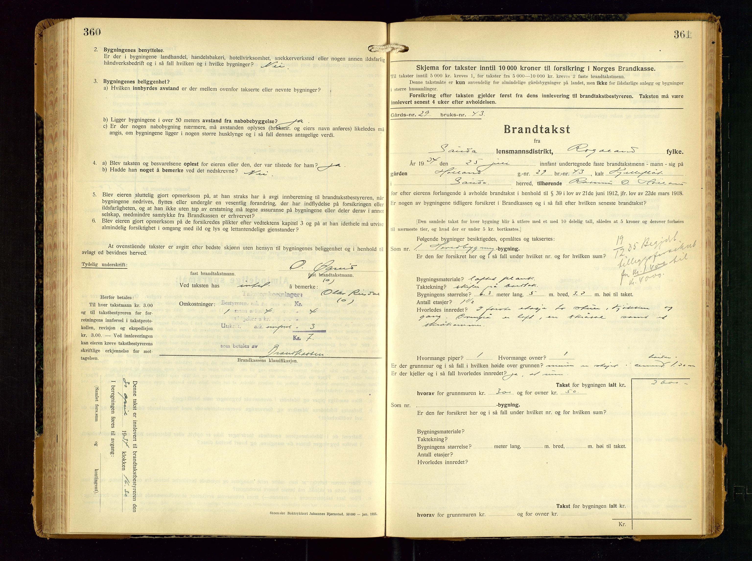 Sauda lensmannskontor, AV/SAST-A-100177/Gob/L0003: Branntakstprotokoll - skjematakst, 1928-1936, p. 360-361