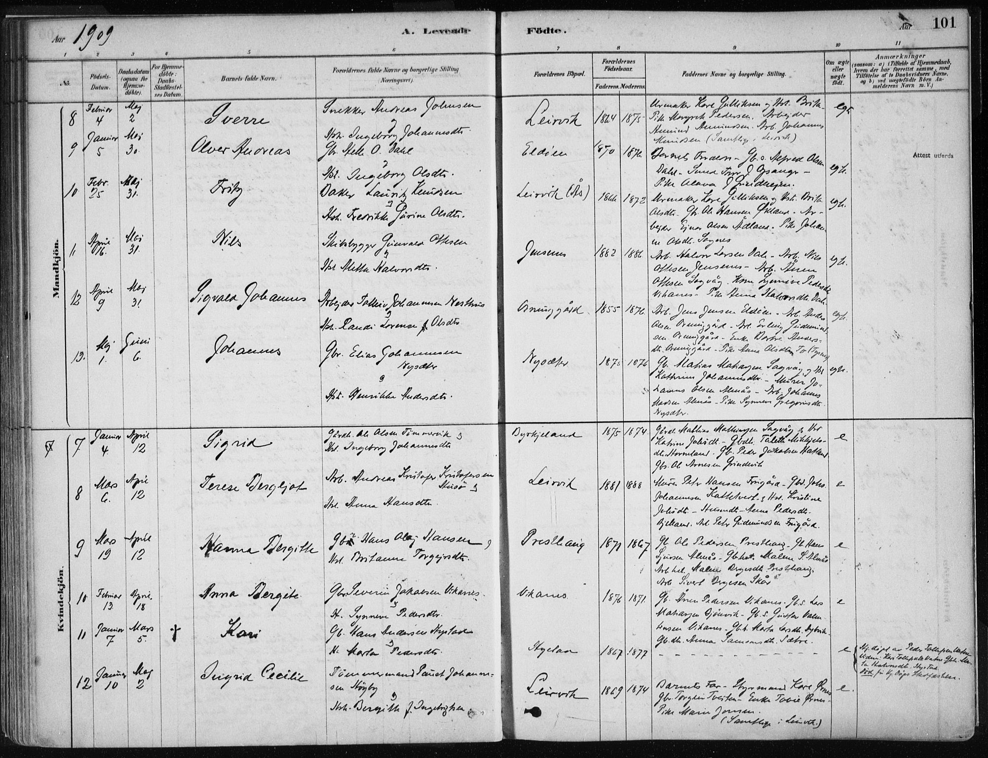 Stord sokneprestembete, AV/SAB-A-78201/H/Haa: Parish register (official) no. B 2, 1878-1913, p. 101