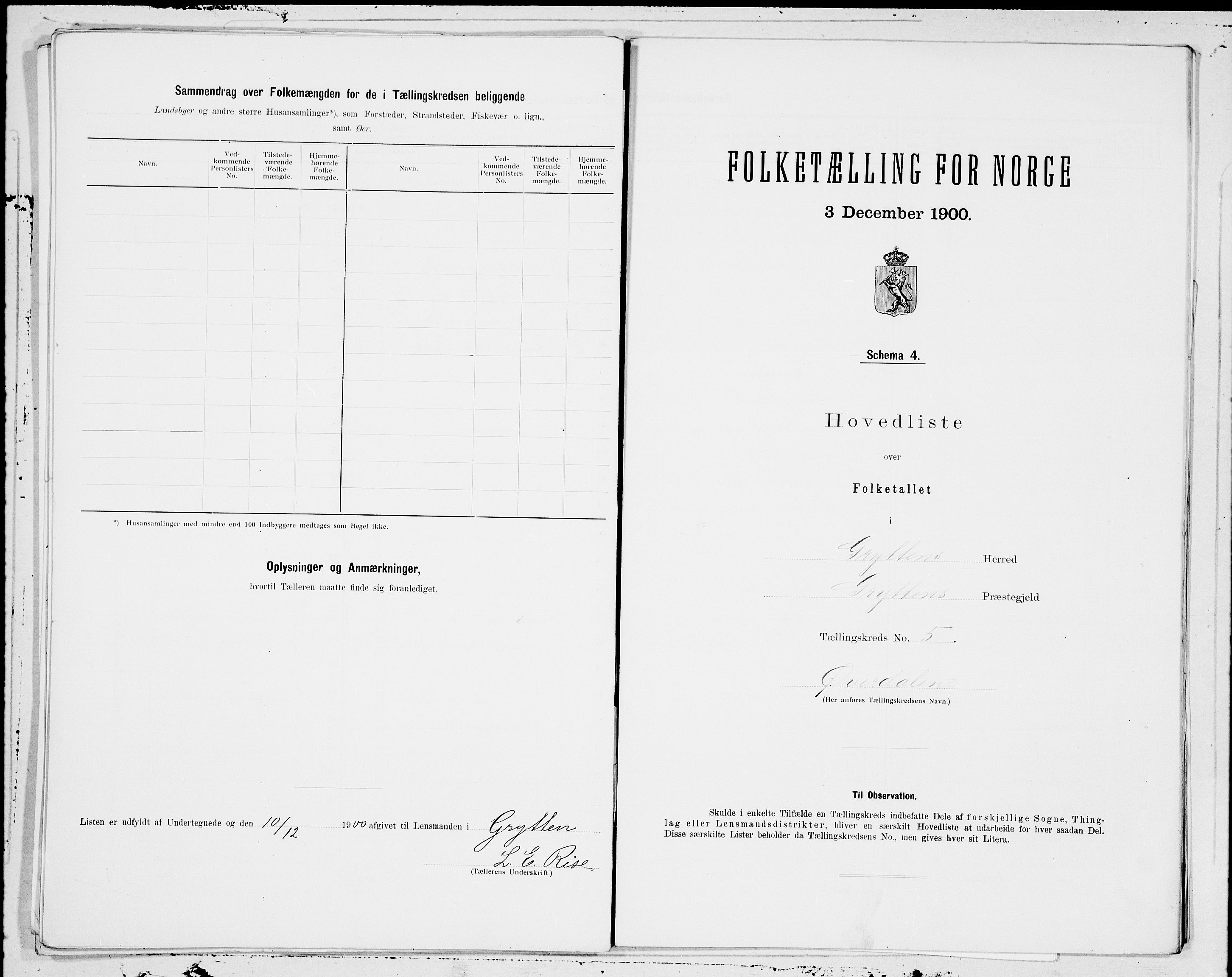 SAT, 1900 census for Grytten, 1900, p. 10