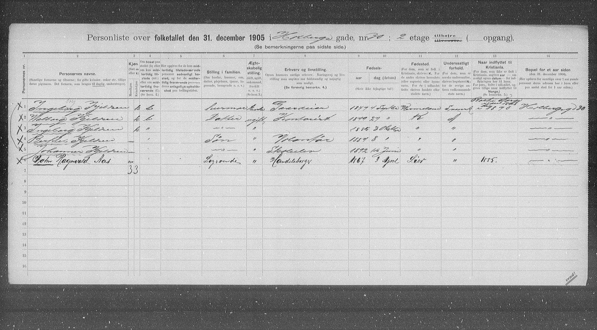 OBA, Municipal Census 1905 for Kristiania, 1905, p. 21059