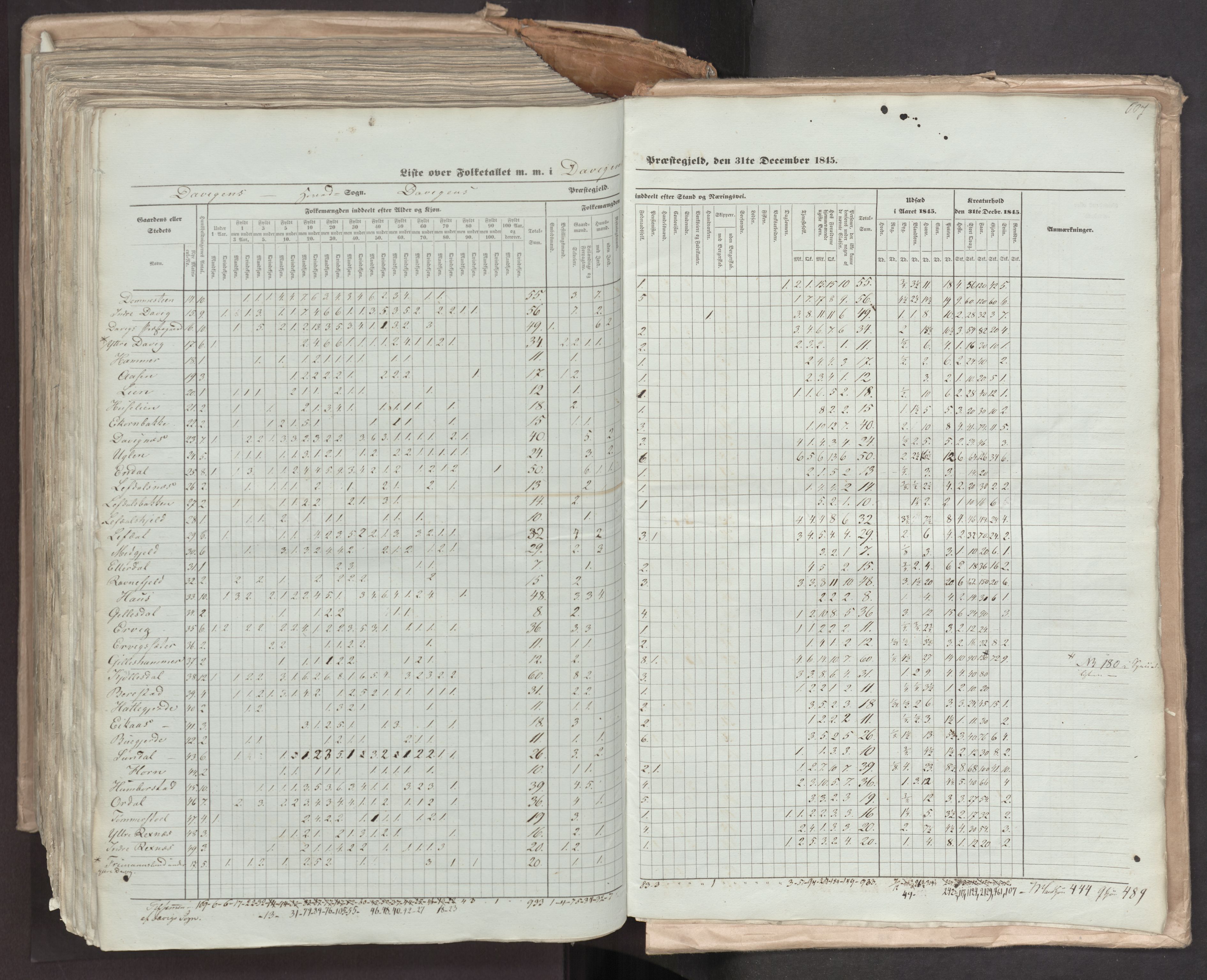 RA, Census 1845, vol. 7: Søndre Bergenhus amt og Nordre Bergenhus amt, 1845, p. 607