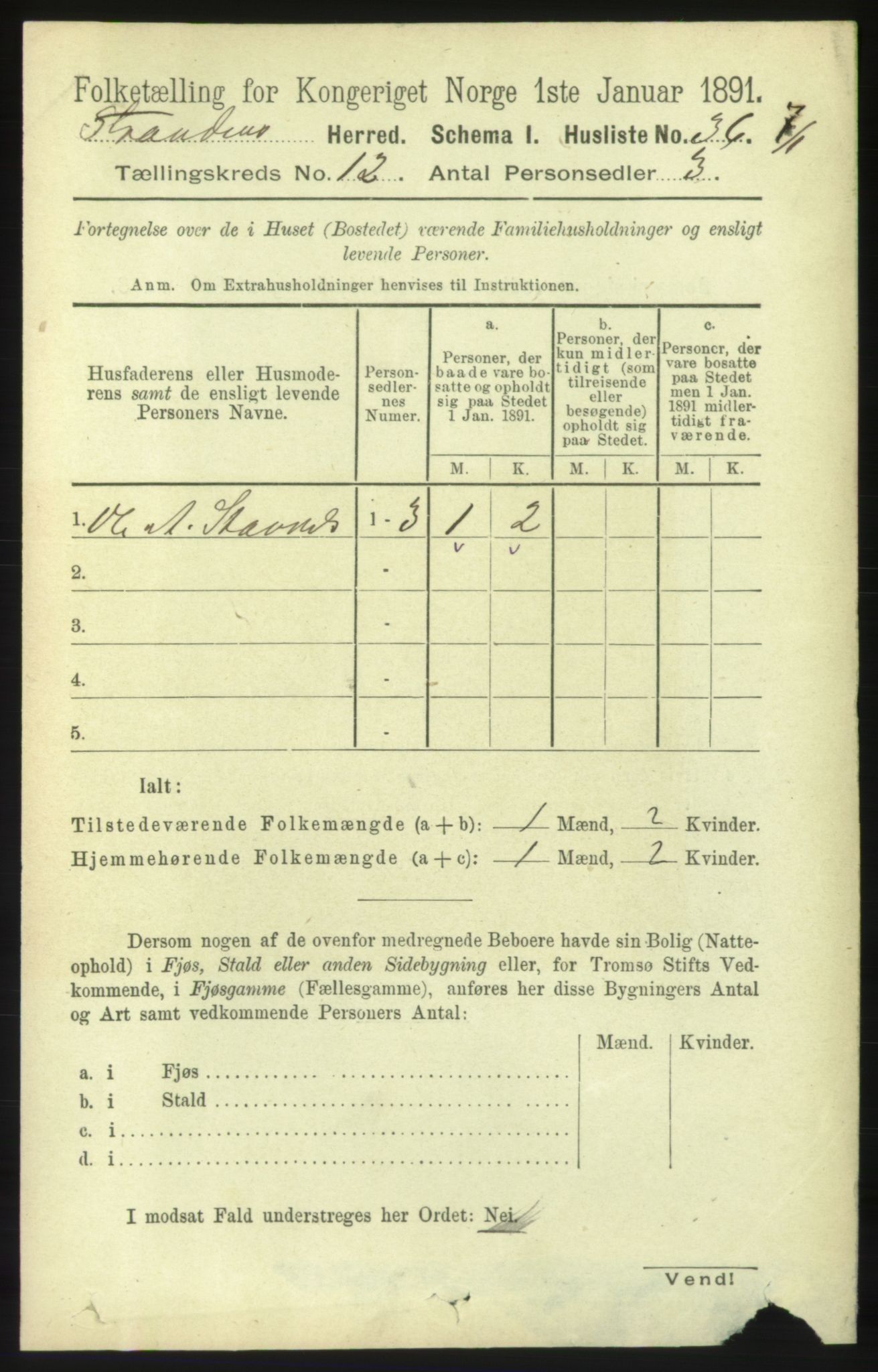 RA, 1891 census for 1525 Stranda, 1891, p. 2601