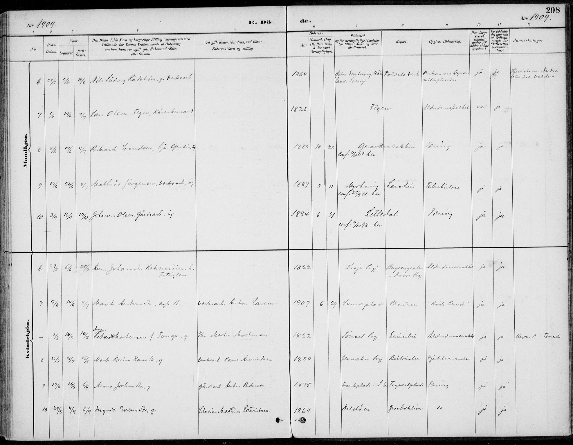 Alvdal prestekontor, AV/SAH-PREST-060/H/Ha/Haa/L0003: Parish register (official) no. 3, 1886-1912, p. 298