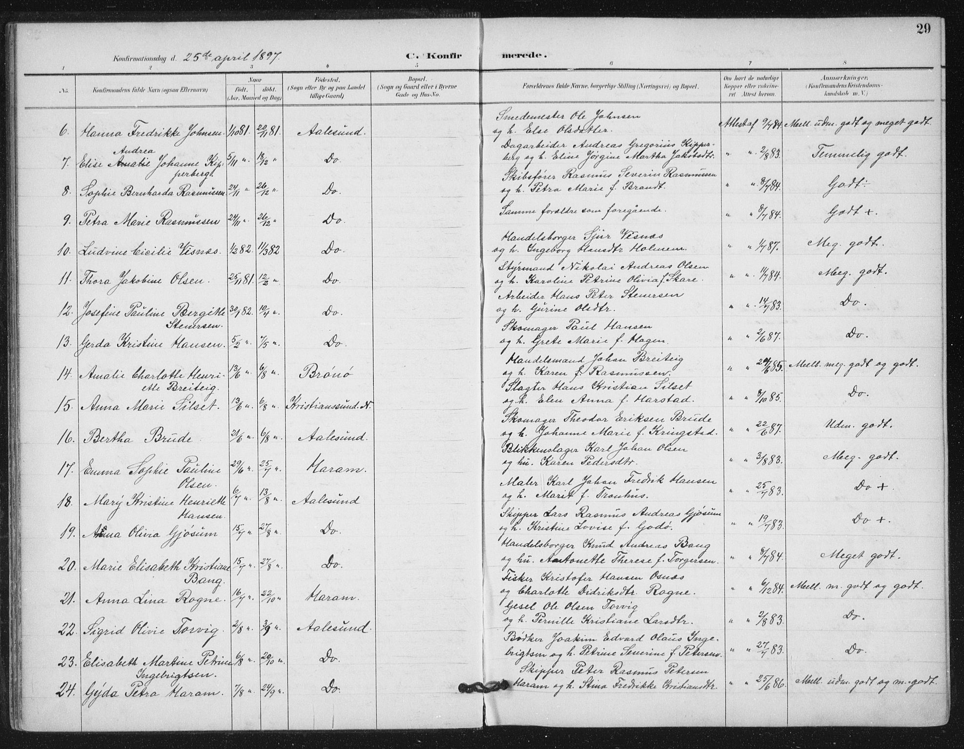 Ministerialprotokoller, klokkerbøker og fødselsregistre - Møre og Romsdal, AV/SAT-A-1454/529/L0457: Parish register (official) no. 529A07, 1894-1903, p. 29