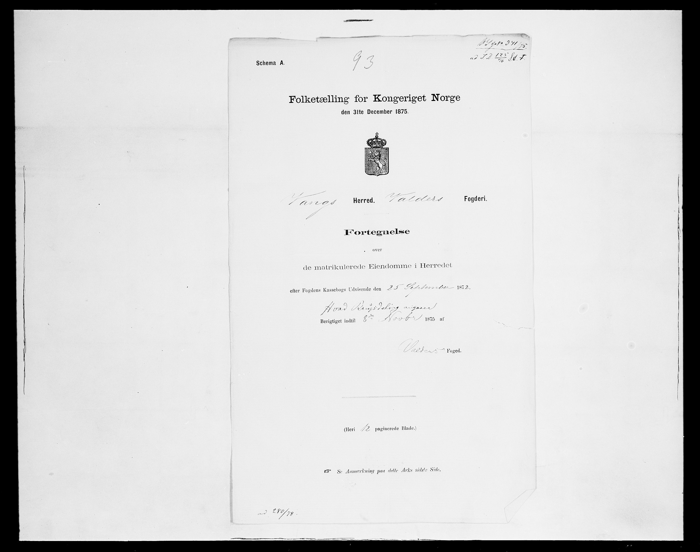 SAH, 1875 census for 0545P Vang, 1875, p. 24