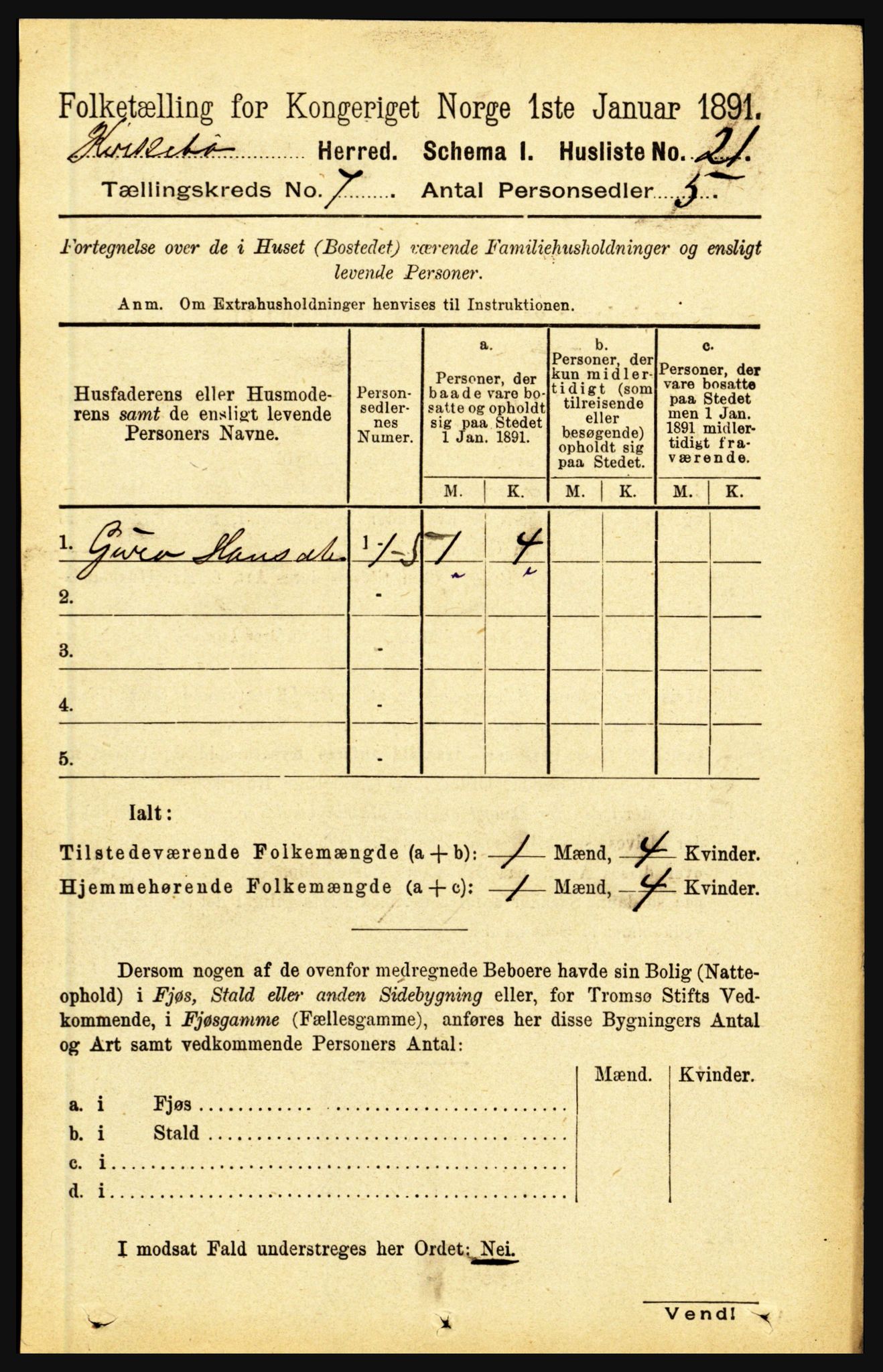 RA, 1891 census for 1416 Kyrkjebø, 1891, p. 1826