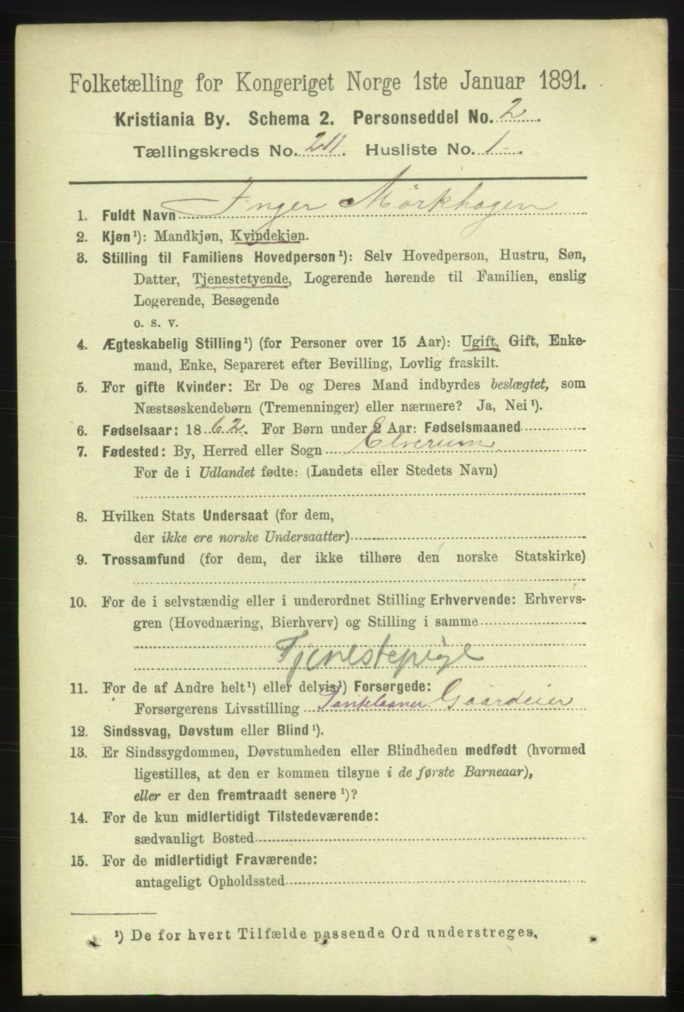 RA, 1891 census for 0301 Kristiania, 1891, p. 125914