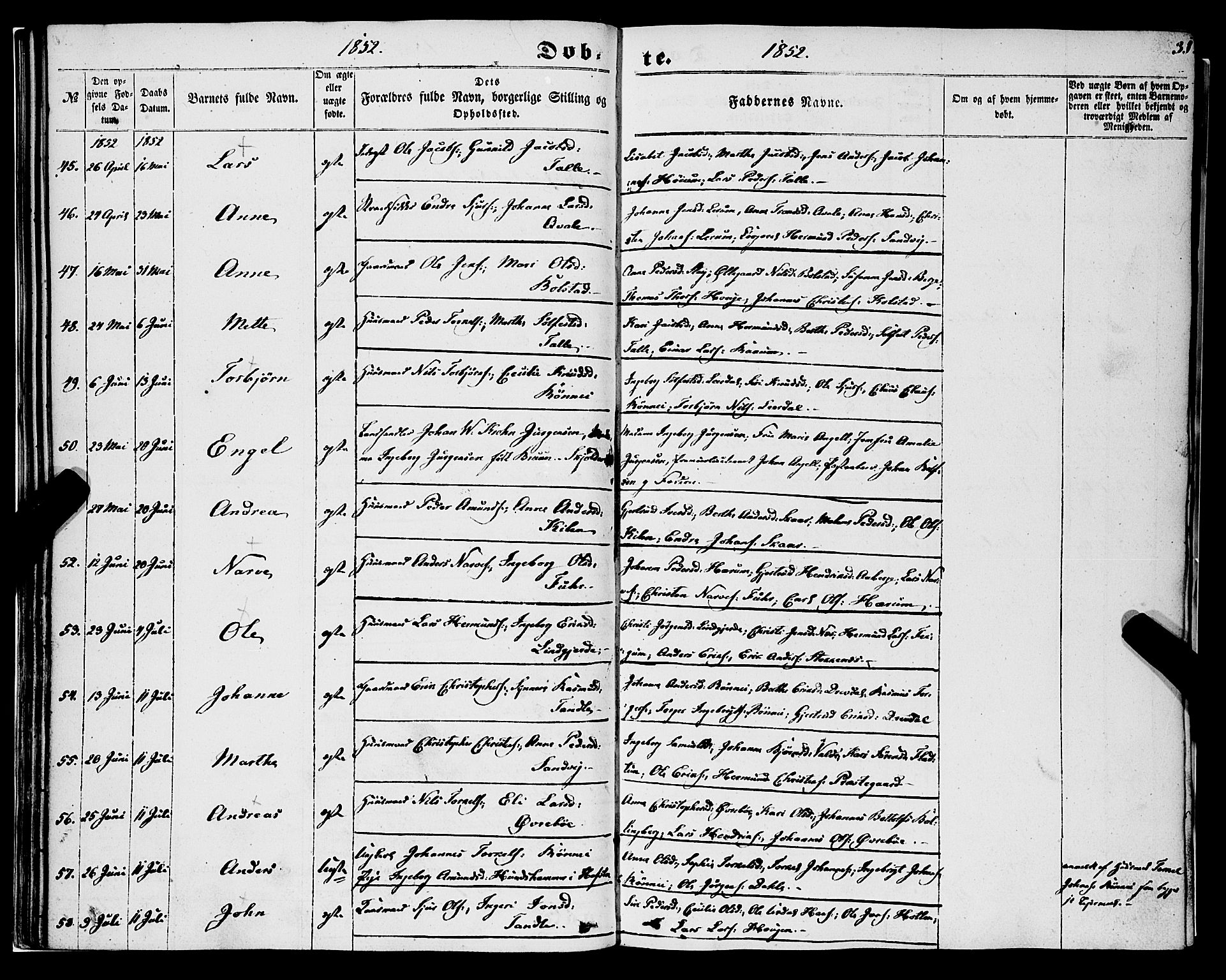 Luster sokneprestembete, AV/SAB-A-81101/H/Haa/Haaa/L0007: Parish register (official) no. A 7, 1849-1859, p. 31