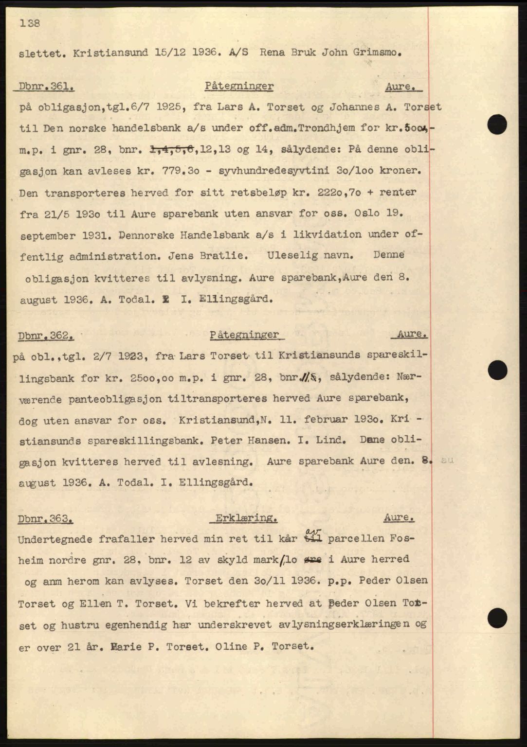 Nordmøre sorenskriveri, AV/SAT-A-4132/1/2/2Ca: Mortgage book no. C80, 1936-1939, Diary no: : 361/1937