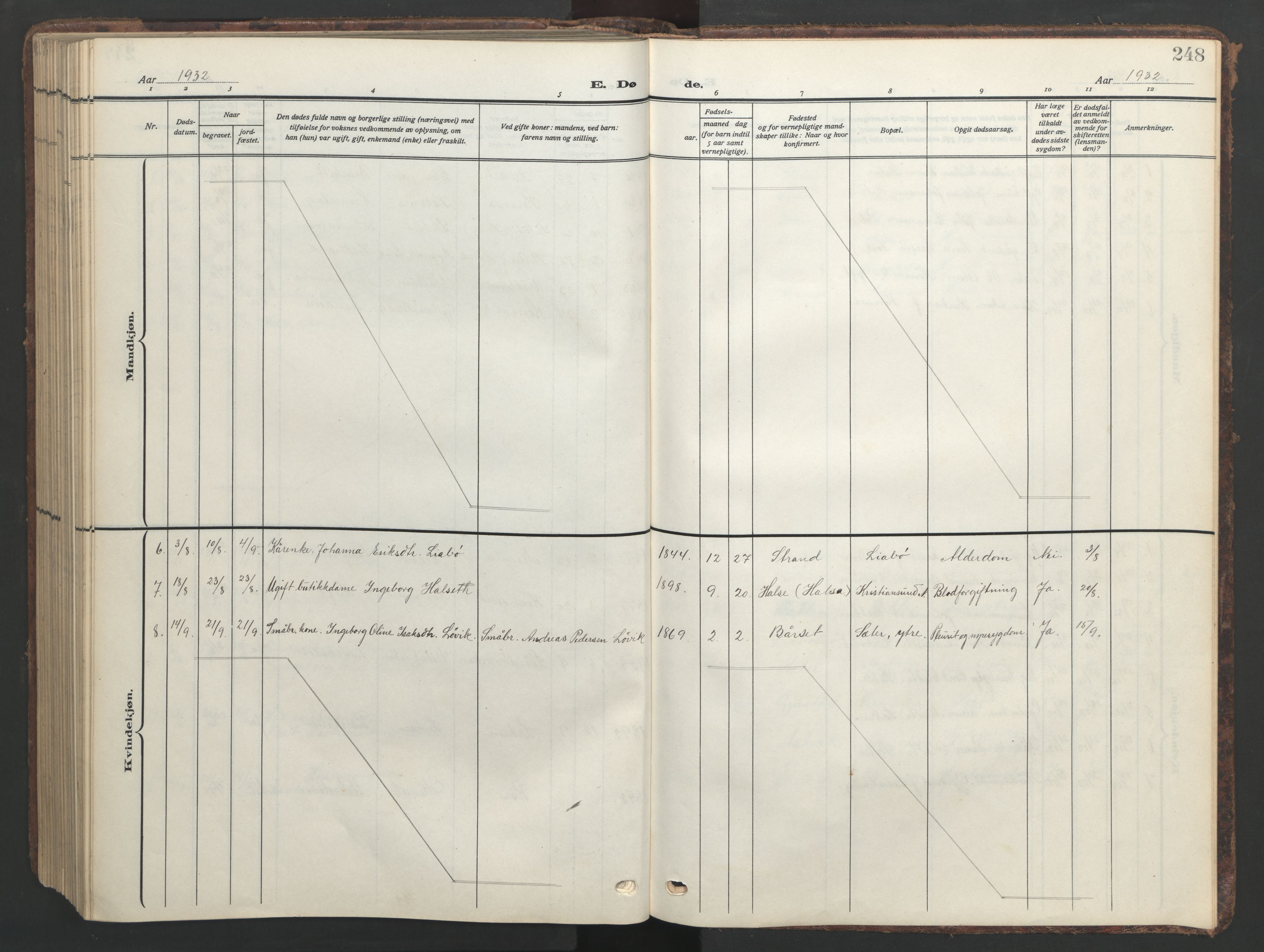 Ministerialprotokoller, klokkerbøker og fødselsregistre - Møre og Romsdal, AV/SAT-A-1454/576/L0891: Parish register (copy) no. 576C02, 1909-1946, p. 248