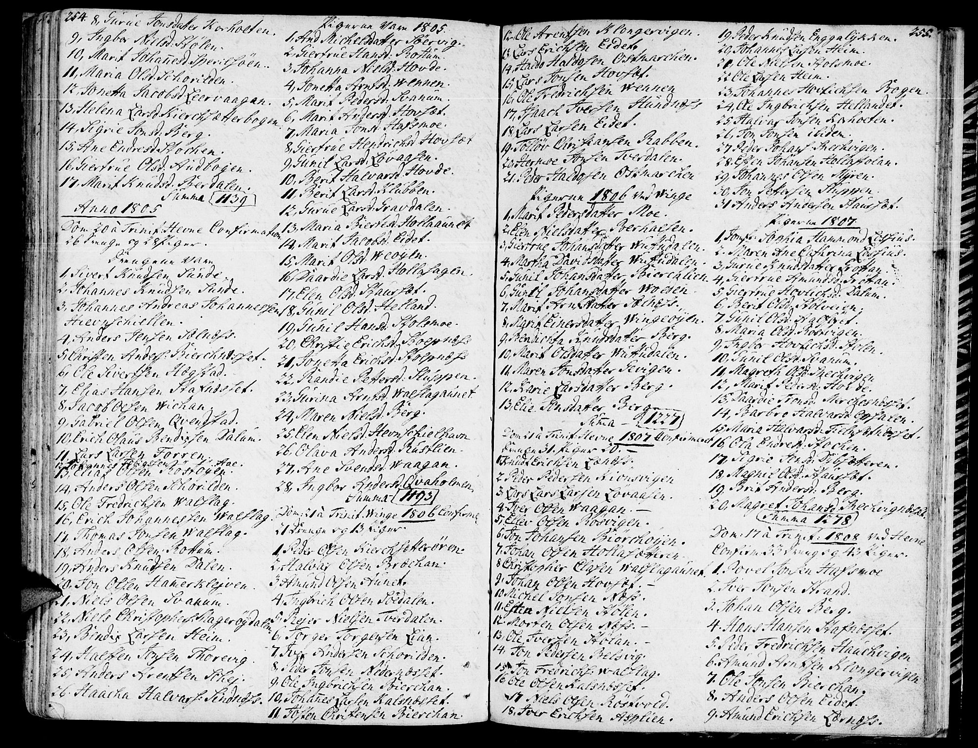 Ministerialprotokoller, klokkerbøker og fødselsregistre - Sør-Trøndelag, SAT/A-1456/630/L0490: Parish register (official) no. 630A03, 1795-1818, p. 254-255