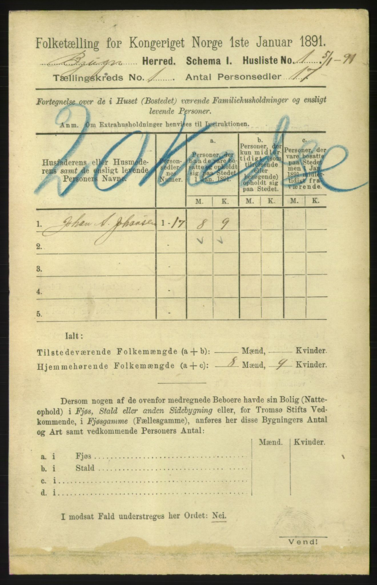 RA, 1891 census for 1627 Bjugn, 1891, p. 50