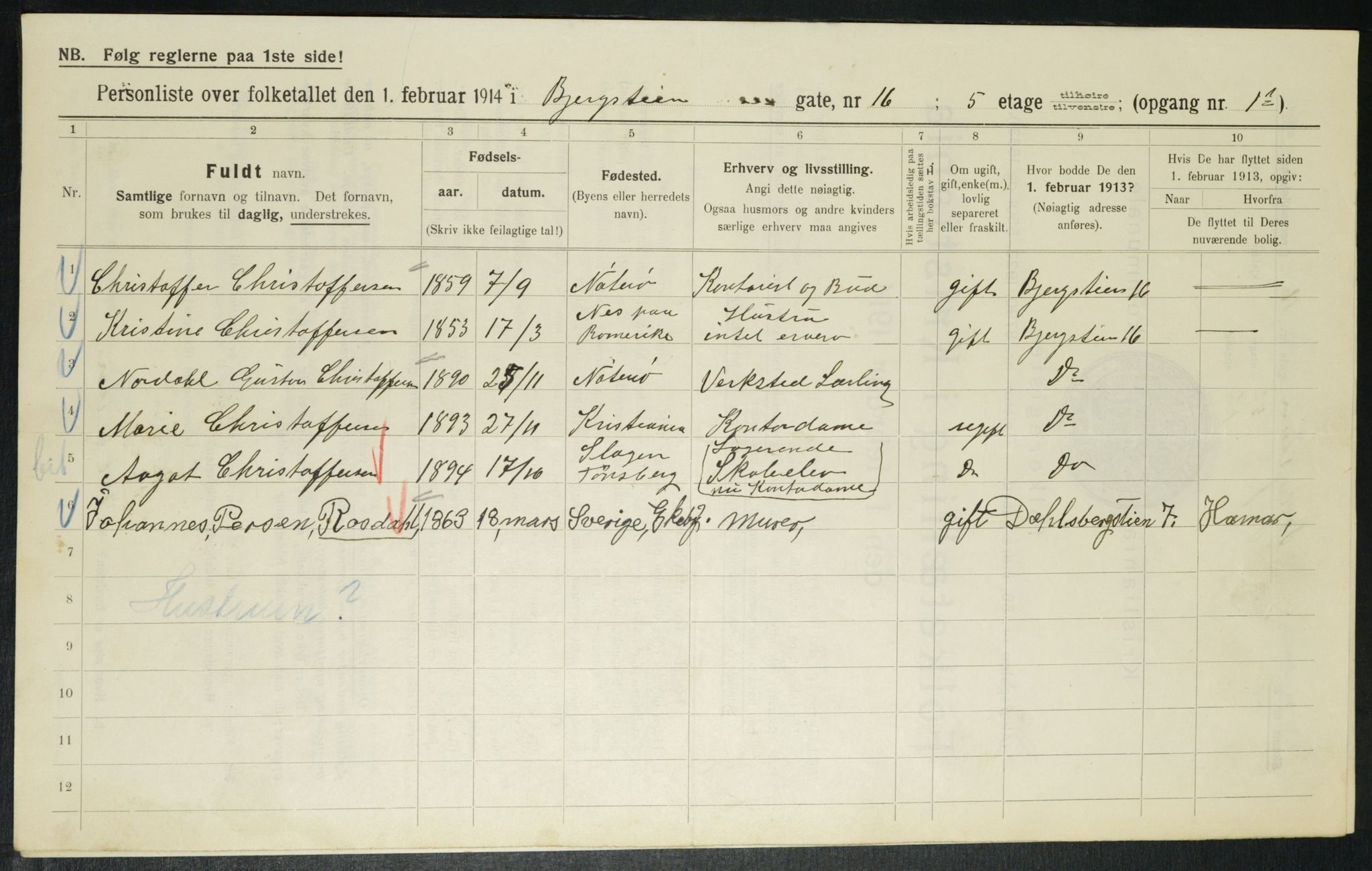 OBA, Municipal Census 1914 for Kristiania, 1914, p. 4557