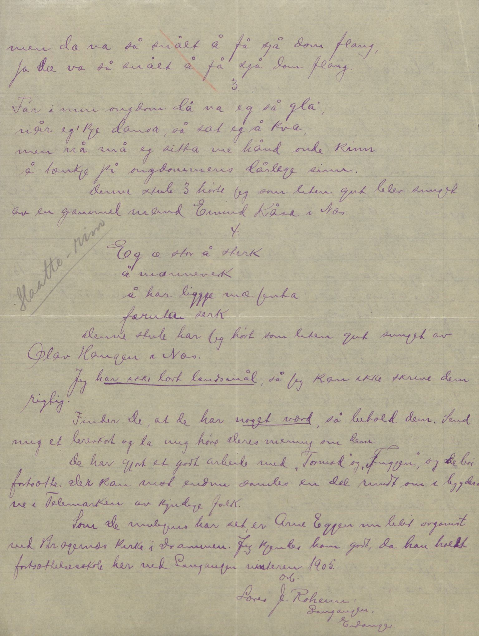 Rikard Berge, TEMU/TGM-A-1003/F/L0004/0053: 101-159 / 157 Manuskript, notatar, brev o.a. Nokre leiker, manuskript, 1906-1908, p. 160