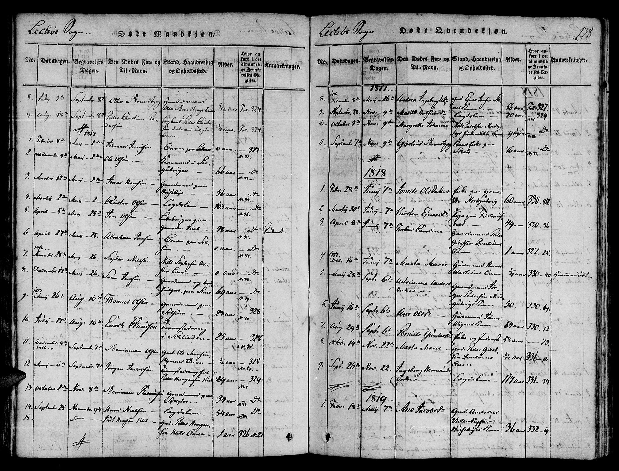 Ministerialprotokoller, klokkerbøker og fødselsregistre - Nord-Trøndelag, SAT/A-1458/780/L0636: Parish register (official) no. 780A03 /2, 1815-1829, p. 138