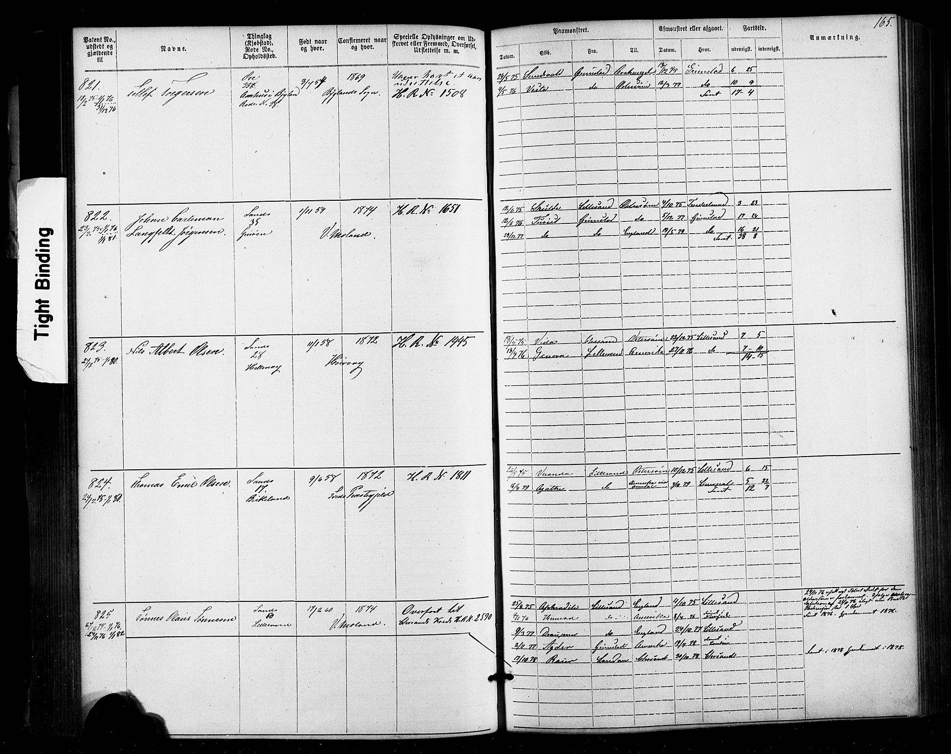 Lillesand mønstringskrets, SAK/2031-0014/F/Fa/L0002: Annotasjonsrulle nr 1-1910 med register, W-8, 1868-1891, p. 169
