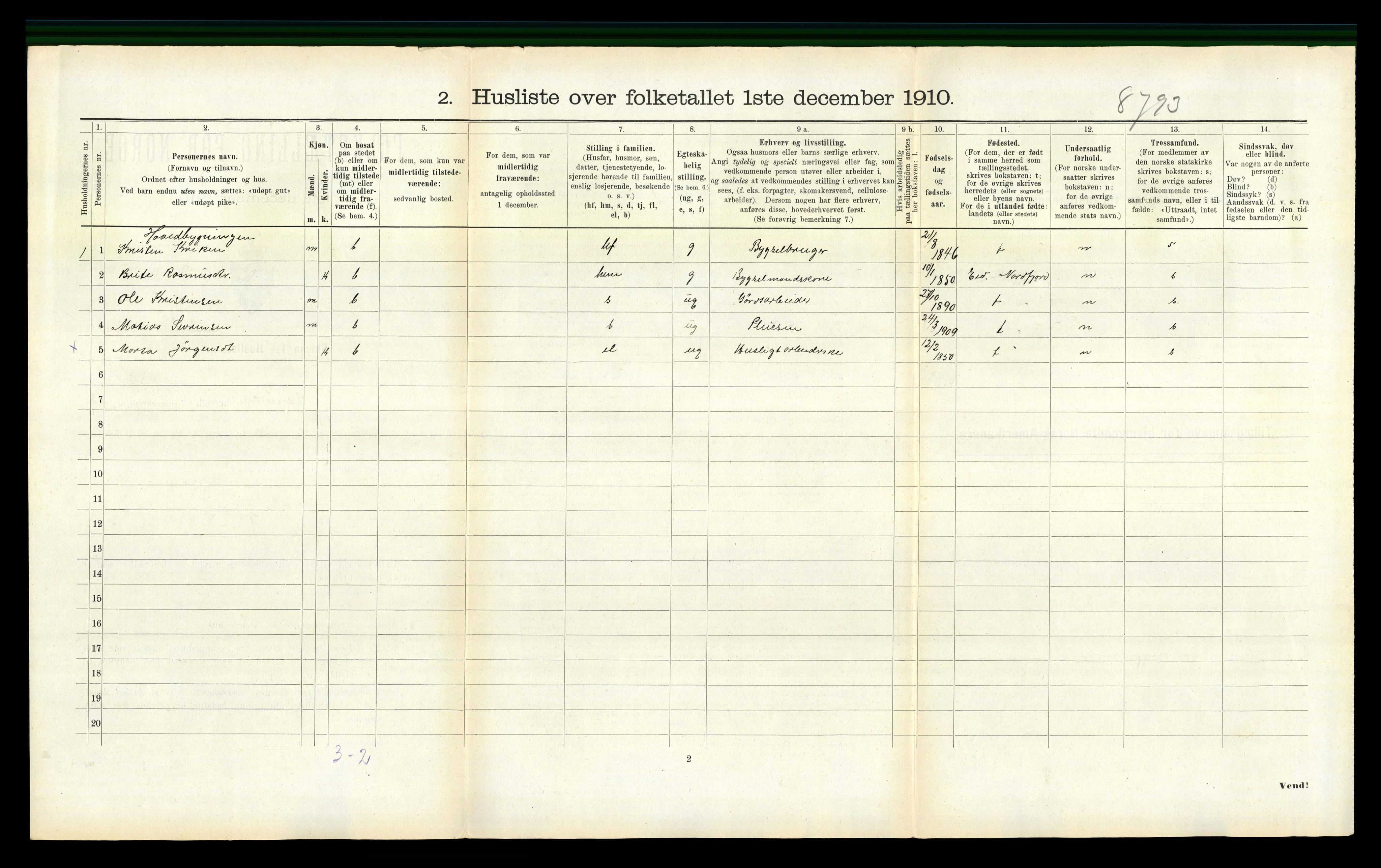 RA, 1910 census for Vanylven, 1910, p. 730