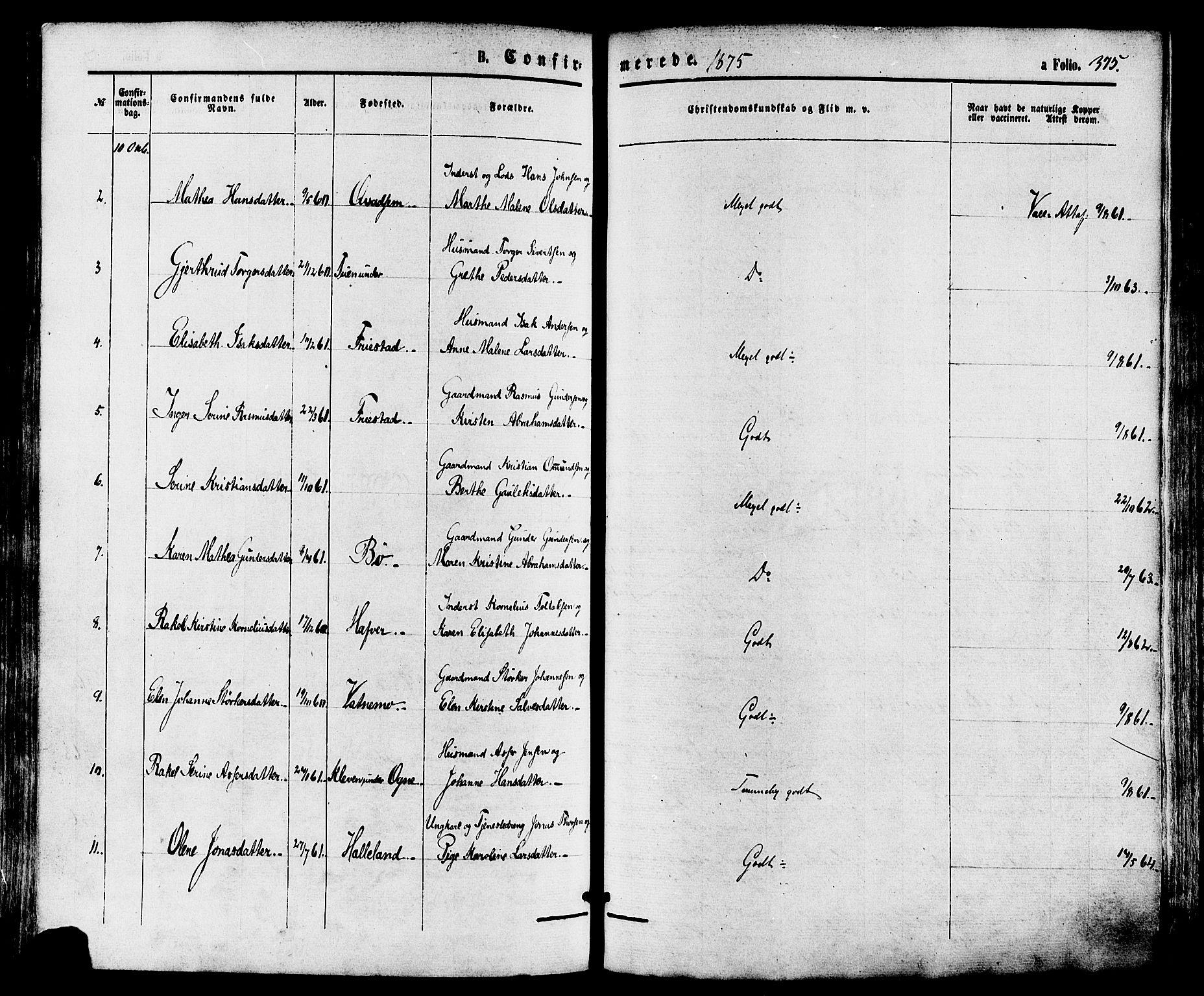 Eigersund sokneprestkontor, AV/SAST-A-101807/S08/L0014: Parish register (official) no. A 13, 1866-1878, p. 375