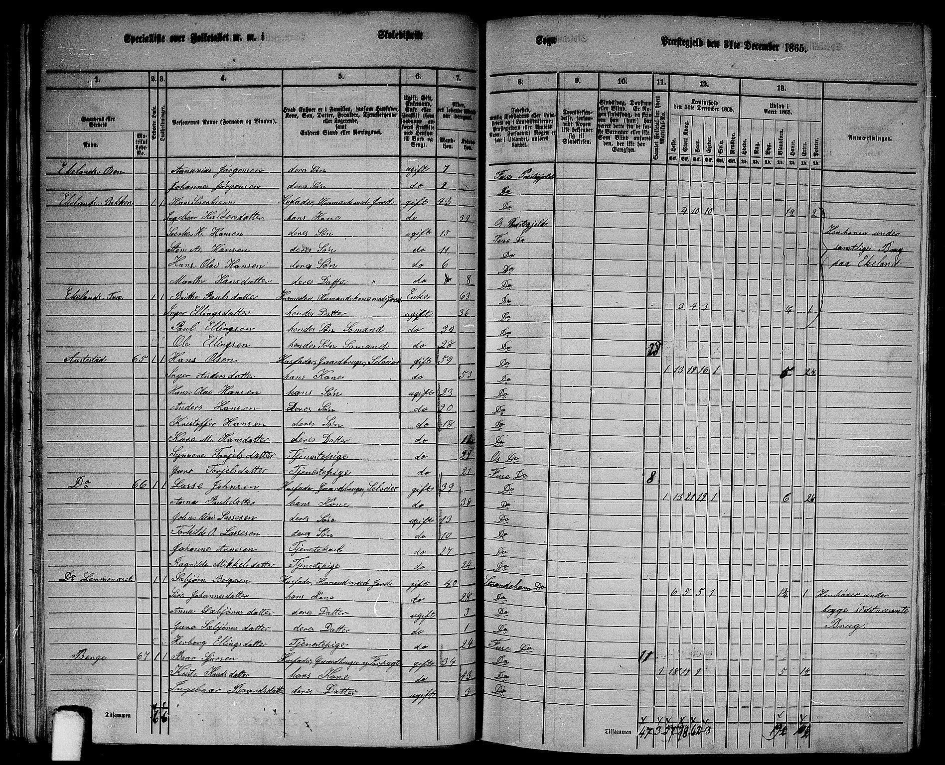 RA, 1865 census for Fusa, 1865, p. 33