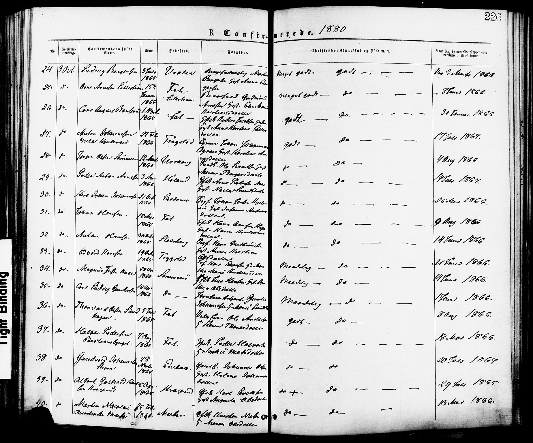 Skedsmo prestekontor Kirkebøker, AV/SAO-A-10033a/F/Fa/L0012: Parish register (official) no. I 12, 1876-1883, p. 226