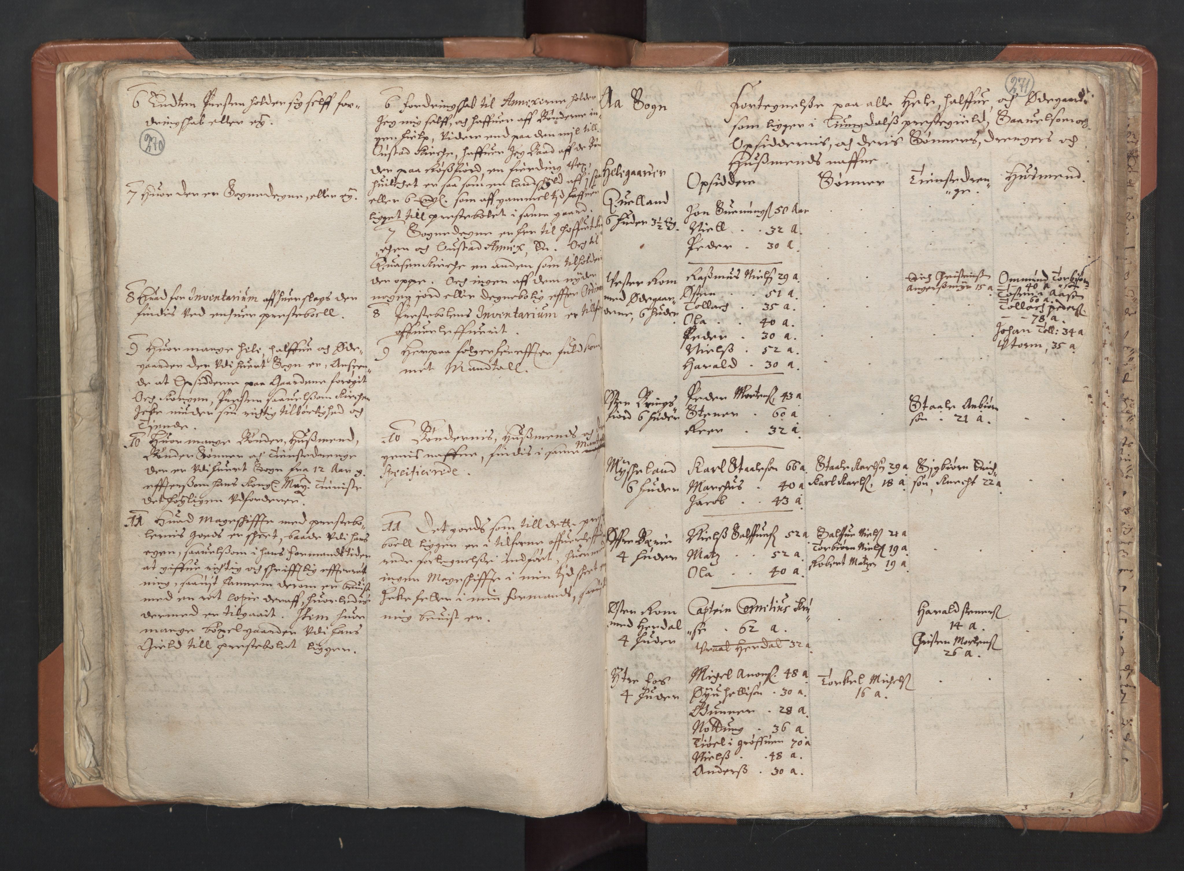 RA, Vicar's Census 1664-1666, no. 16: Lista deanery, 1664-1666, p. 270-271