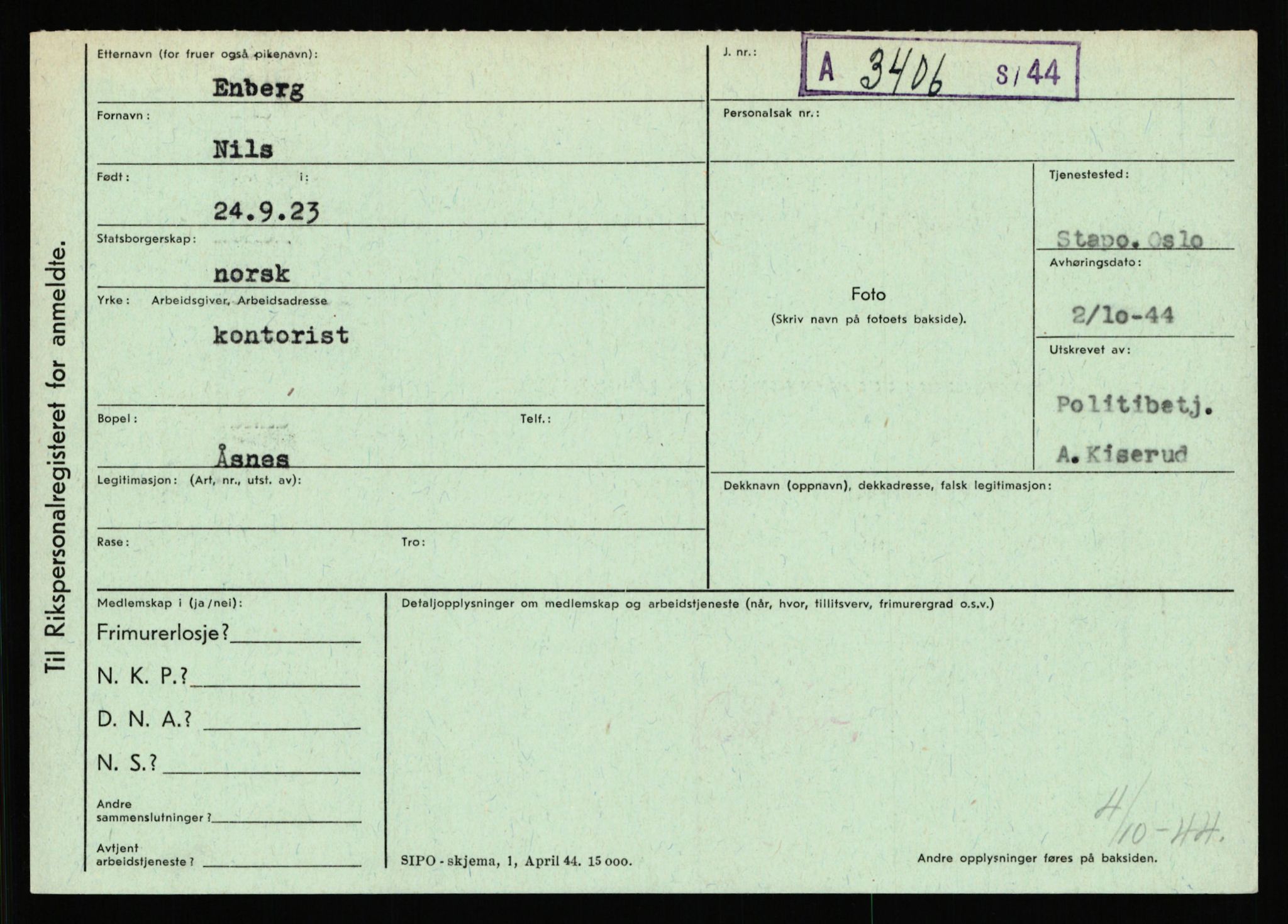 Statspolitiet - Hovedkontoret / Osloavdelingen, AV/RA-S-1329/C/Ca/L0004: Eid - funn av gjenstander	, 1943-1945, p. 855