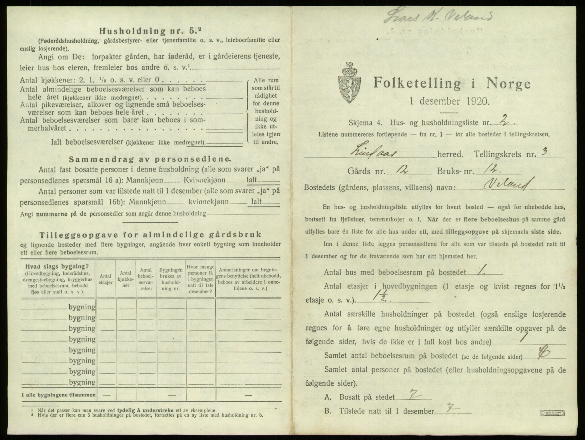 SAB, 1920 census for Lindås, 1920, p. 153