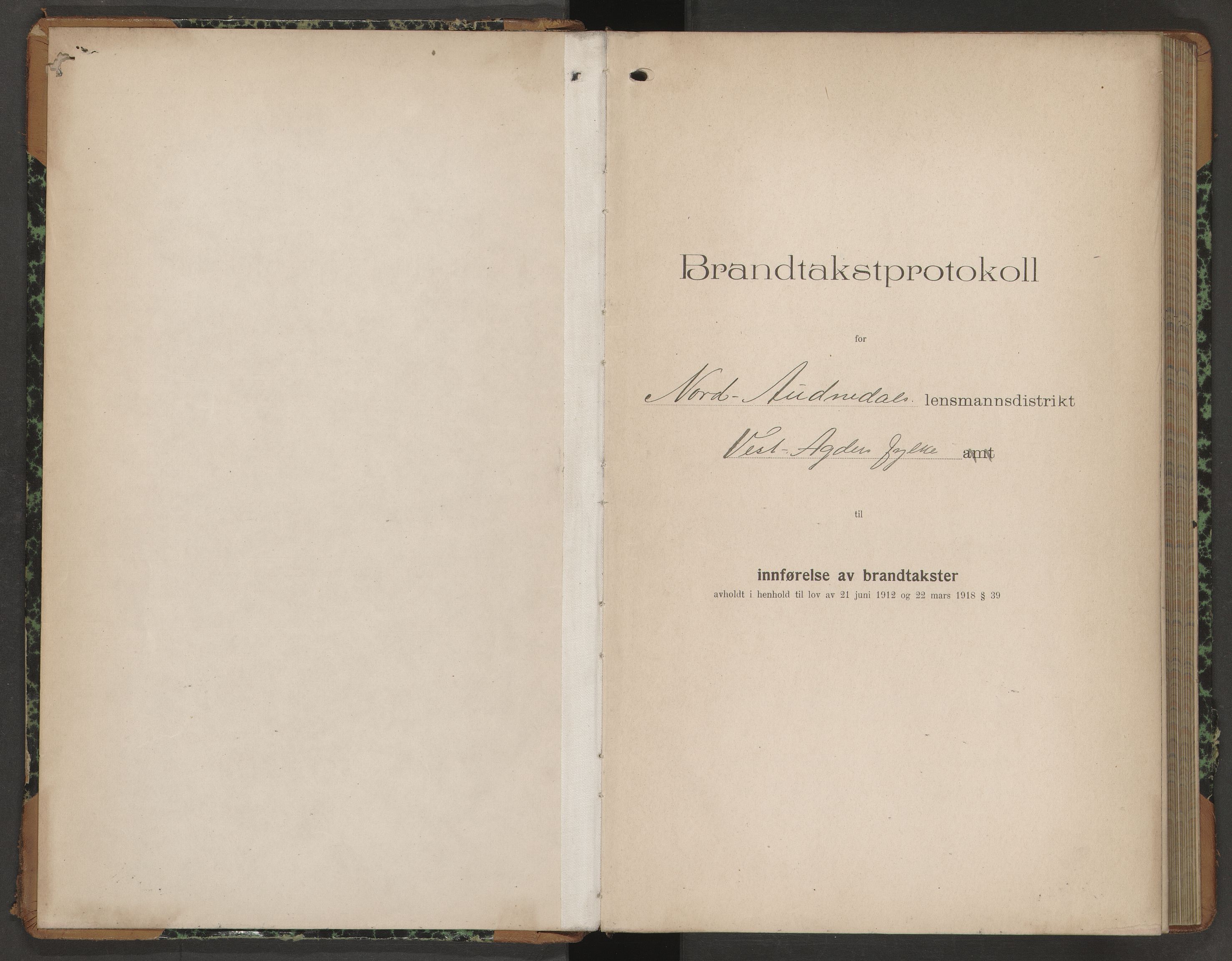 Norges Brannkasse Nord-Audnedal, AV/SAK-2241-0041/F/Fa/L0004: Branntakstprotokoll nr. 4 med gårdsnavnregister, 1920-1937