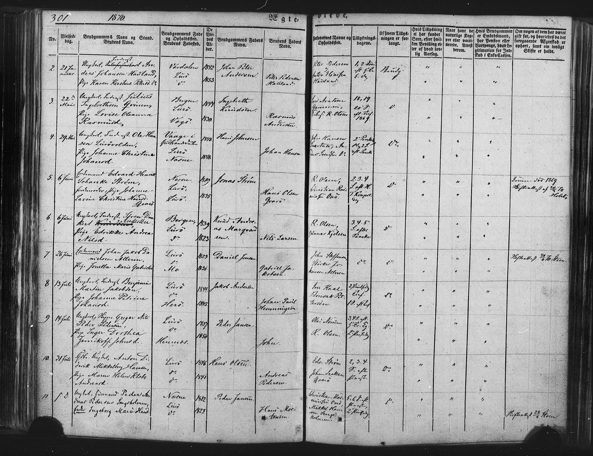 Ministerialprotokoller, klokkerbøker og fødselsregistre - Nordland, SAT/A-1459/839/L0567: Parish register (official) no. 839A04, 1863-1879, p. 301