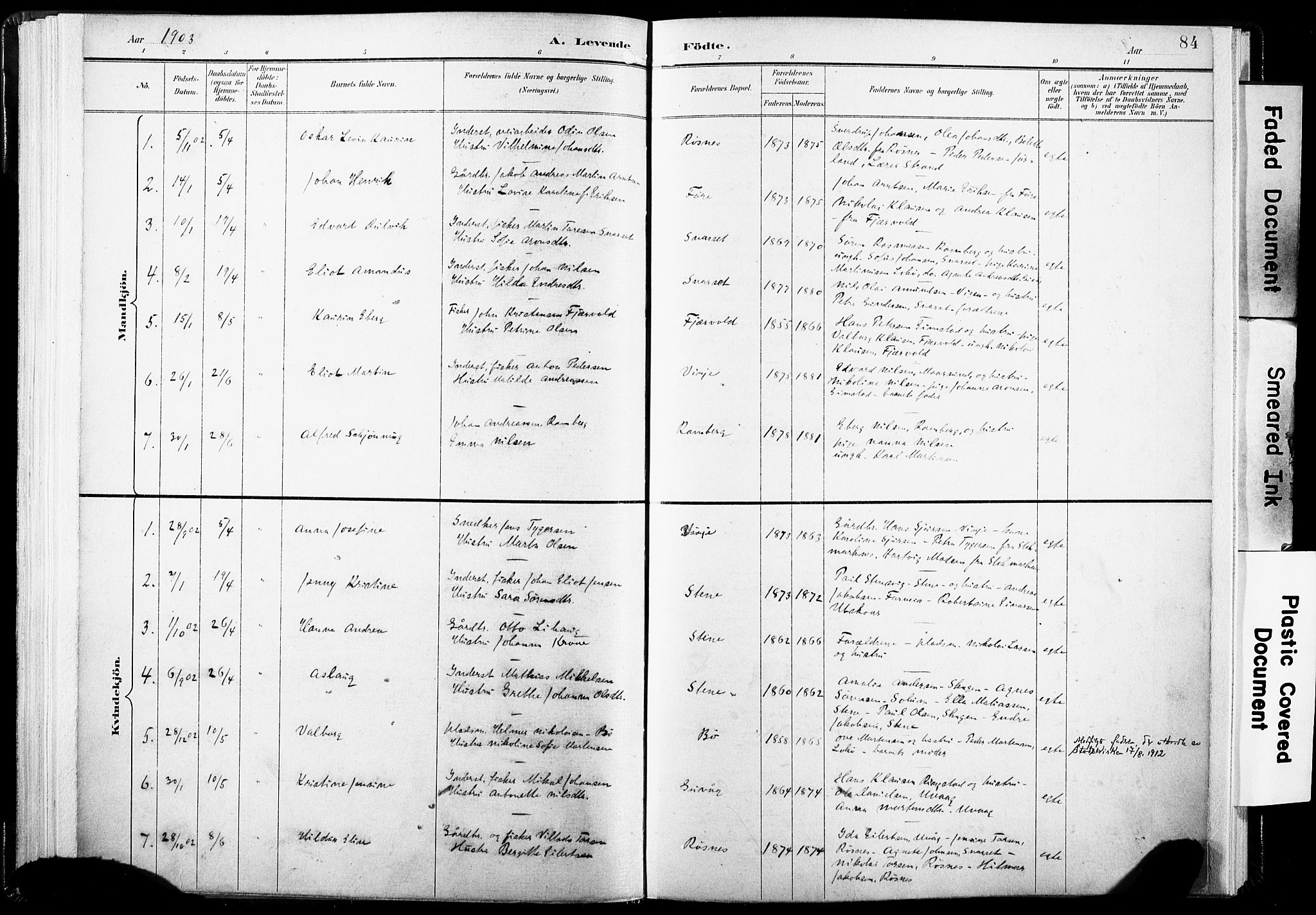 Ministerialprotokoller, klokkerbøker og fødselsregistre - Nordland, SAT/A-1459/891/L1304: Parish register (official) no. 891A09, 1895-1921, p. 84