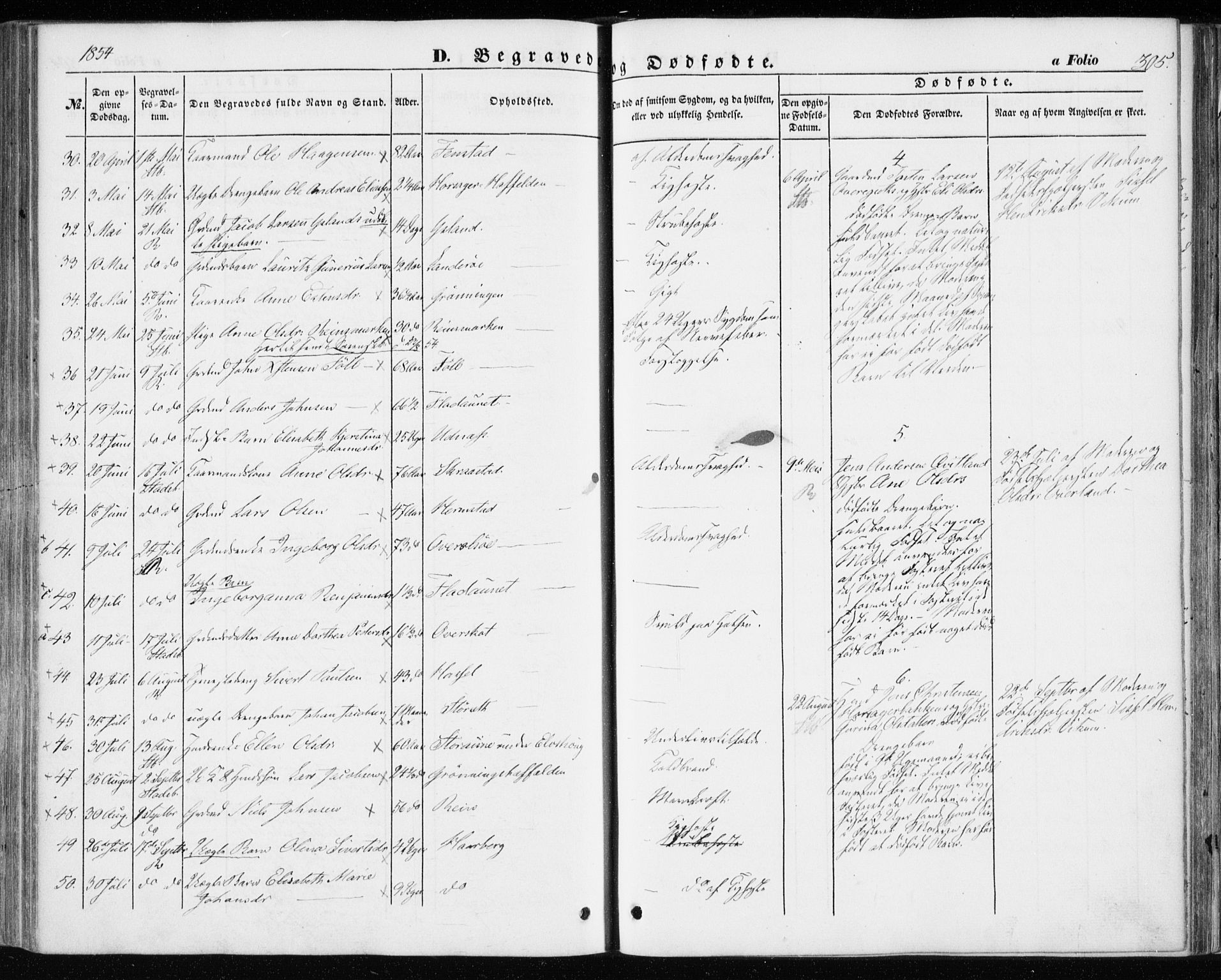 Ministerialprotokoller, klokkerbøker og fødselsregistre - Sør-Trøndelag, SAT/A-1456/646/L0611: Parish register (official) no. 646A09, 1848-1857, p. 305