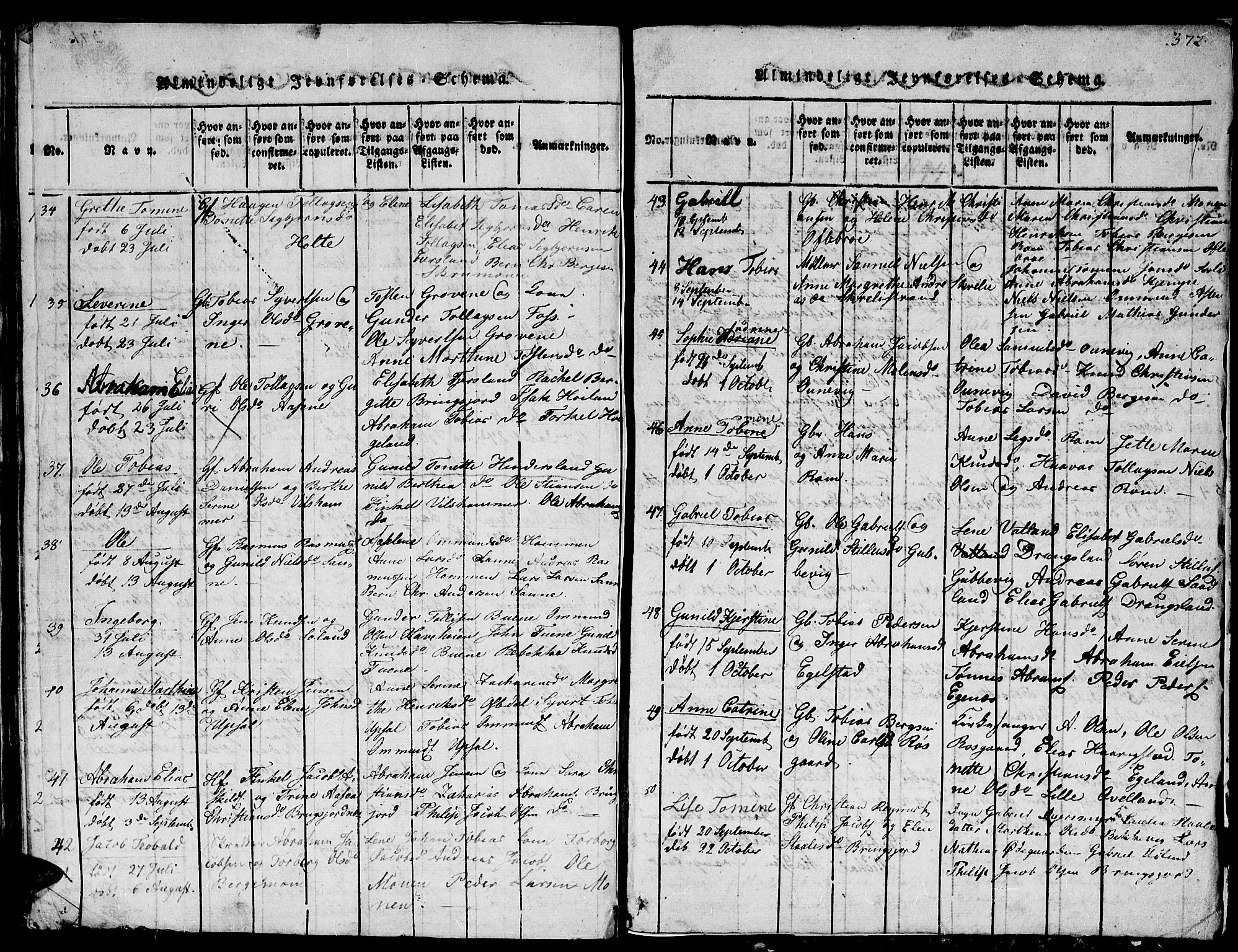 Lyngdal sokneprestkontor, AV/SAK-1111-0029/F/Fb/Fbc/L0001: Parish register (copy) no. B 1, 1815-1844, p. 372