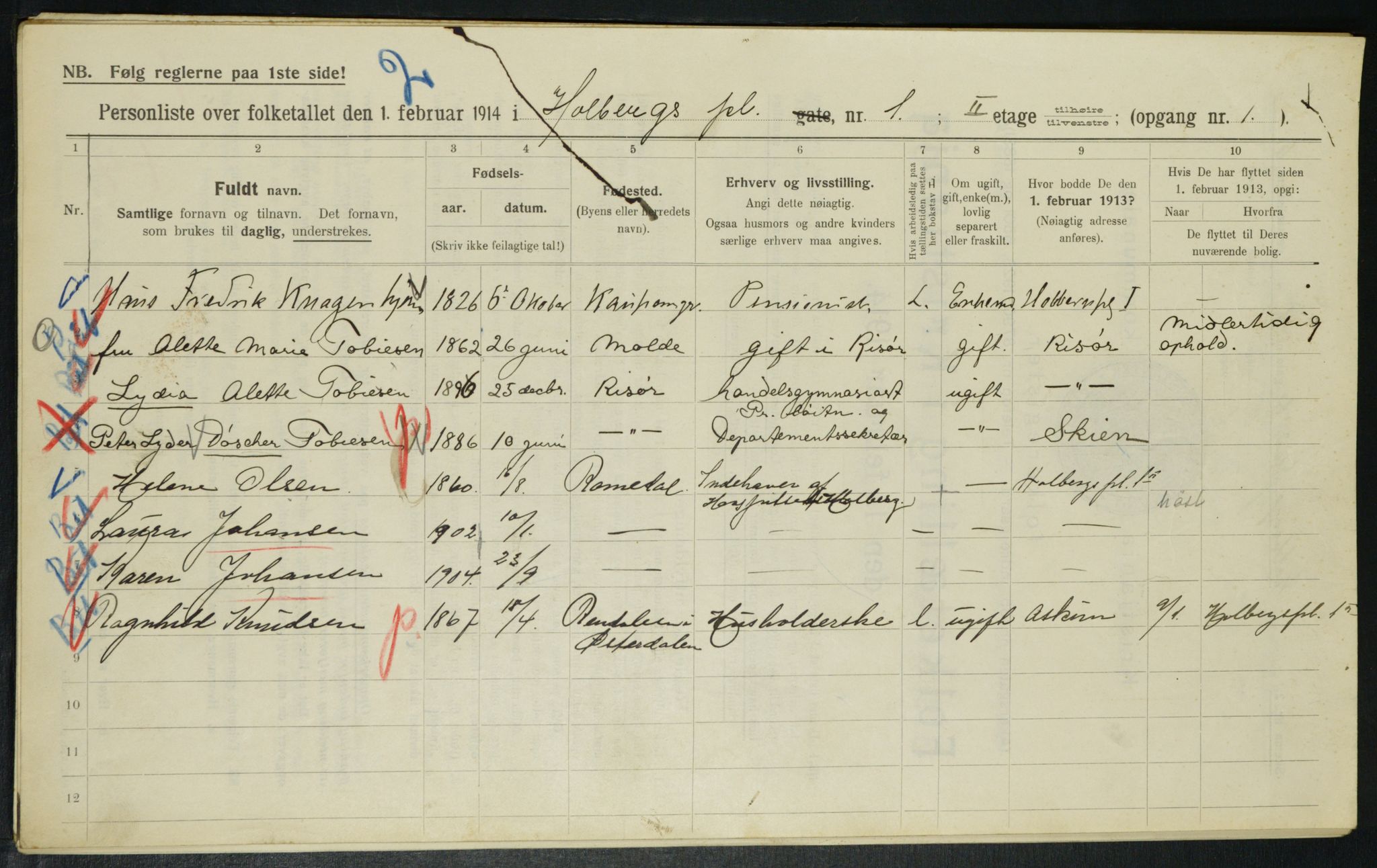 OBA, Municipal Census 1914 for Kristiania, 1914, p. 40587