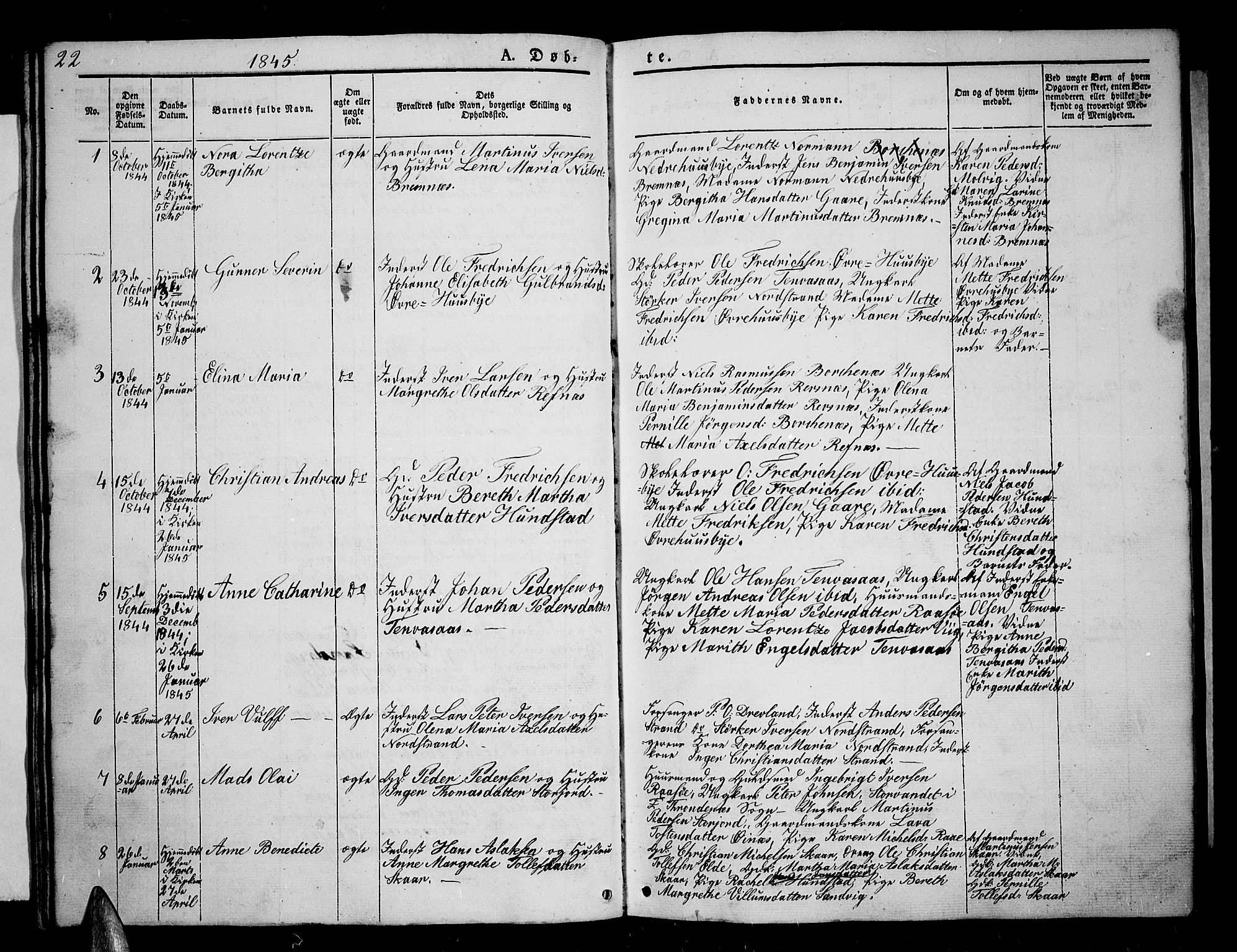 Kvæfjord sokneprestkontor, AV/SATØ-S-1323/G/Ga/Gab/L0002klokker: Parish register (copy) no. 2, 1841-1855, p. 22