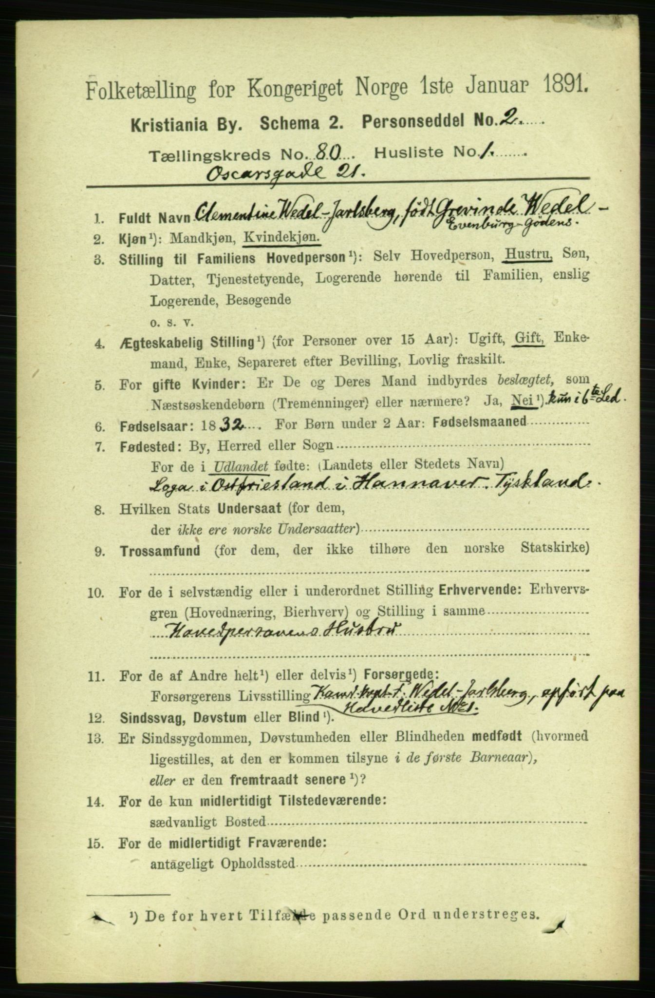 RA, 1891 census for 0301 Kristiania, 1891, p. 41273